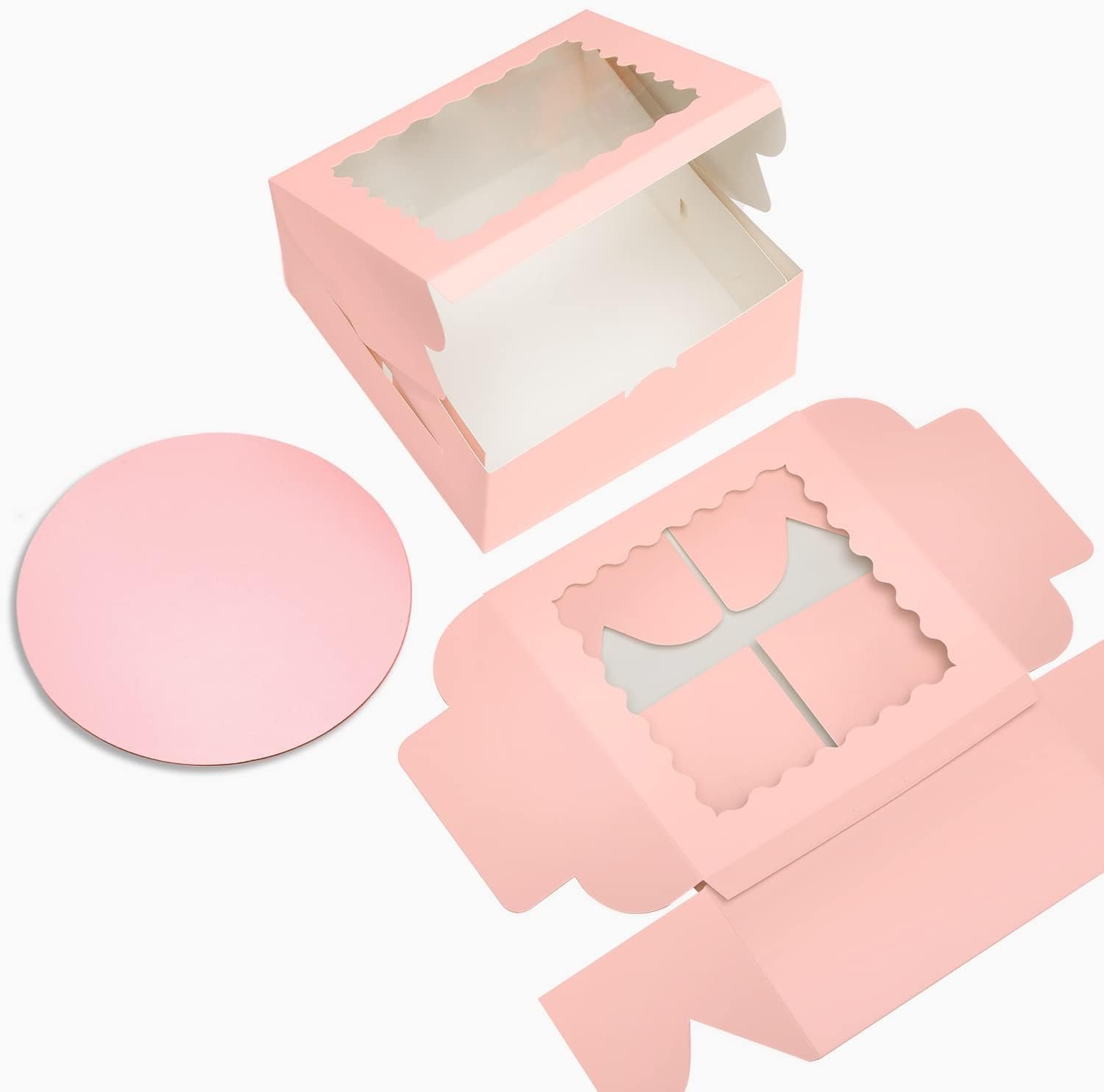 Wholesale 36pcs 10x10x5 Inch Pink Cake Boxes with Window 18-Packs 10 Inch Bakery Boxes Including 18 Cake Boxes and 18 Cake Boards Manufacturer