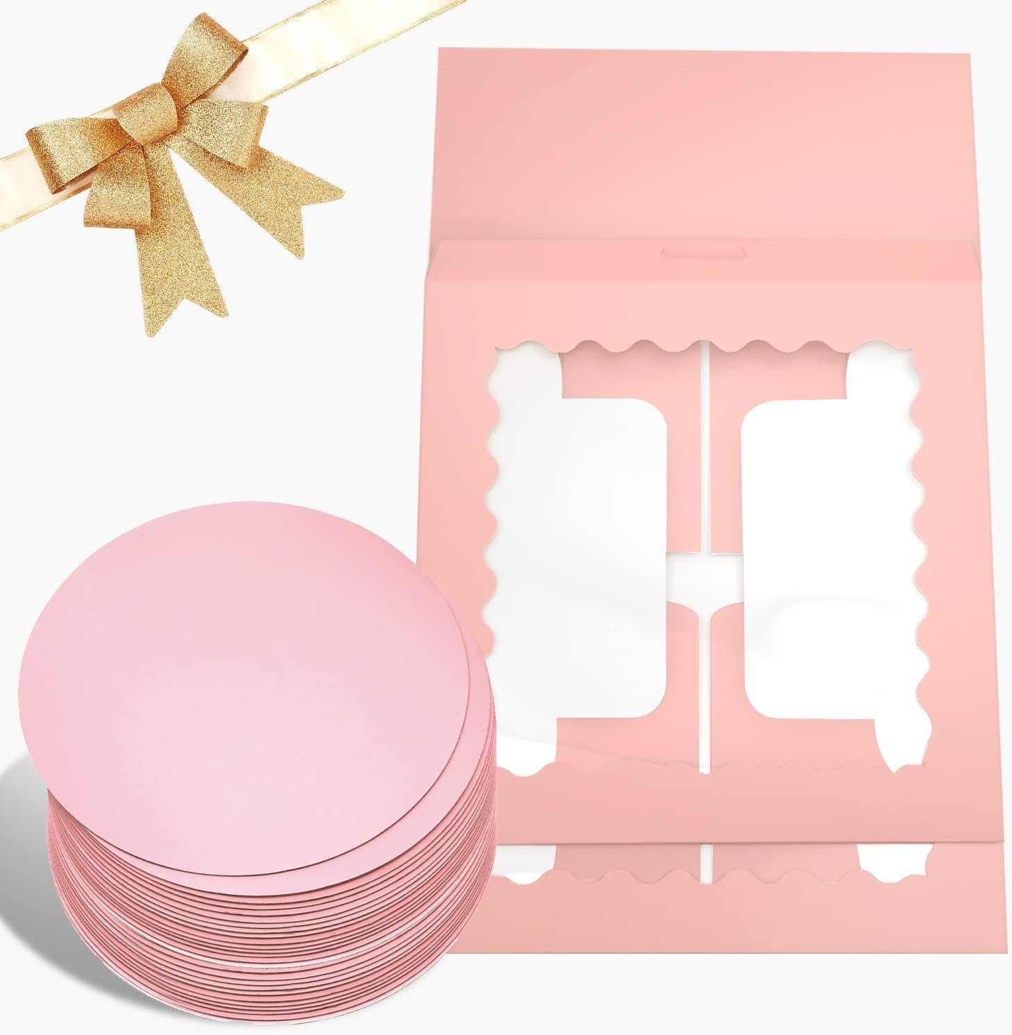 Wholesale 36pcs 10x10x5 Inch Pink Cake Boxes with Window 18-Packs 10 Inch Bakery Boxes Including 18 Cake Boxes and 18 Cake Boards Manufacturer