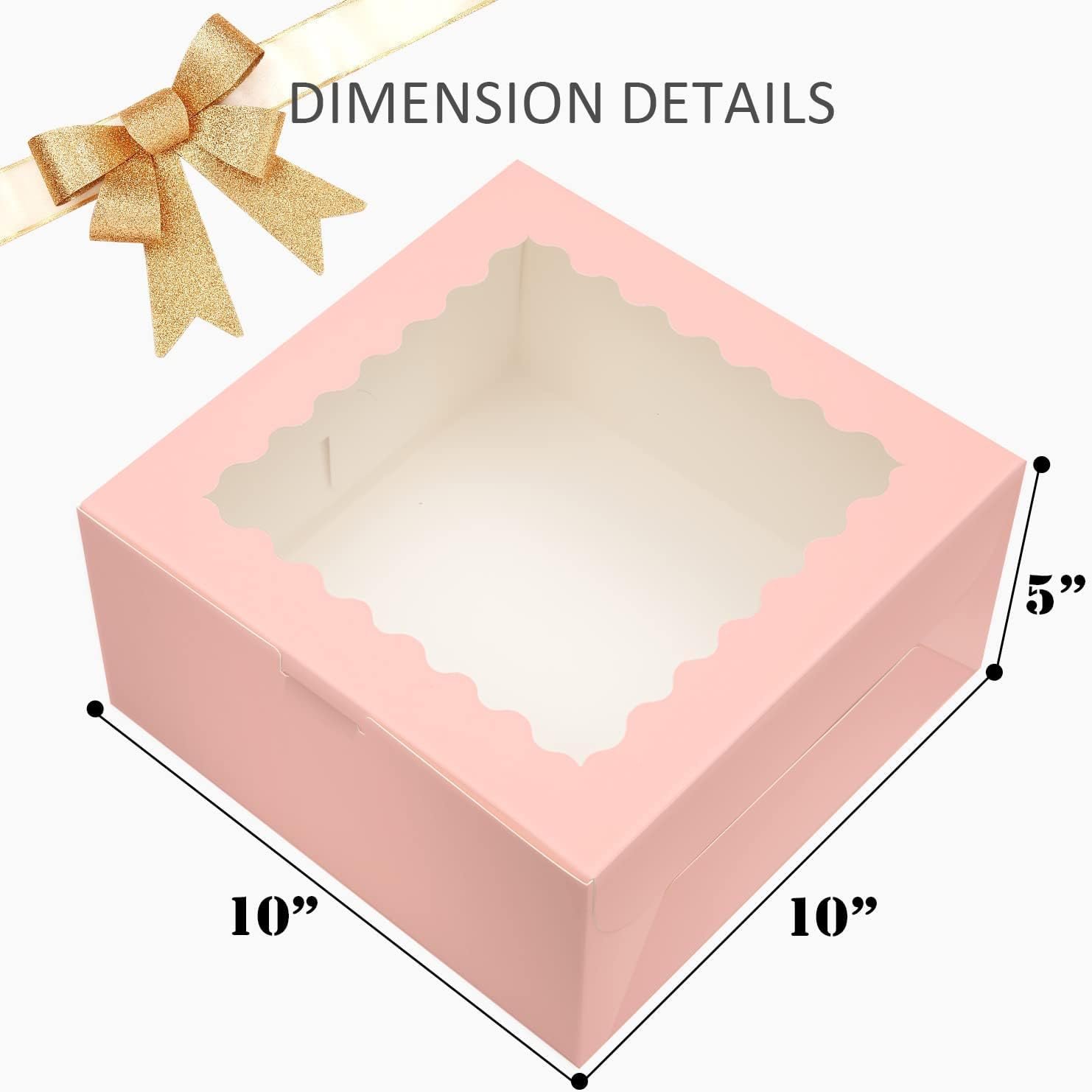 Wholesale 36pcs 10x10x5 Inch Pink Cake Boxes with Window 18-Packs 10 Inch Bakery Boxes Including 18 Cake Boxes and 18 Cake Boards Manufacturer