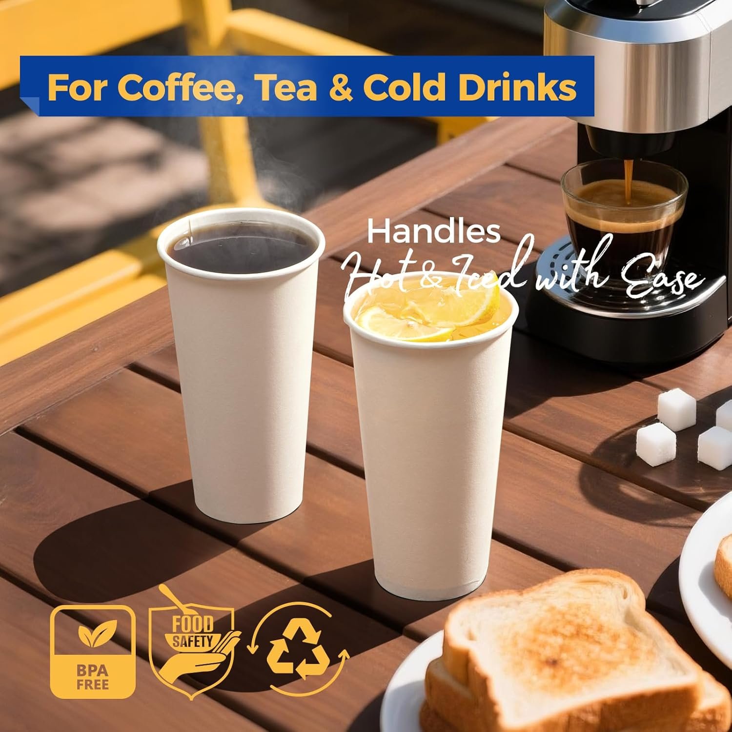 Wholesale 100 Pack 20 oz Disposable Paper Coffee Cups Premium Durable Thickened White Hot Cups for Hot Cold Beverages Bulk for Party Office Business Cafes Bistros Daily Use Manufacturer