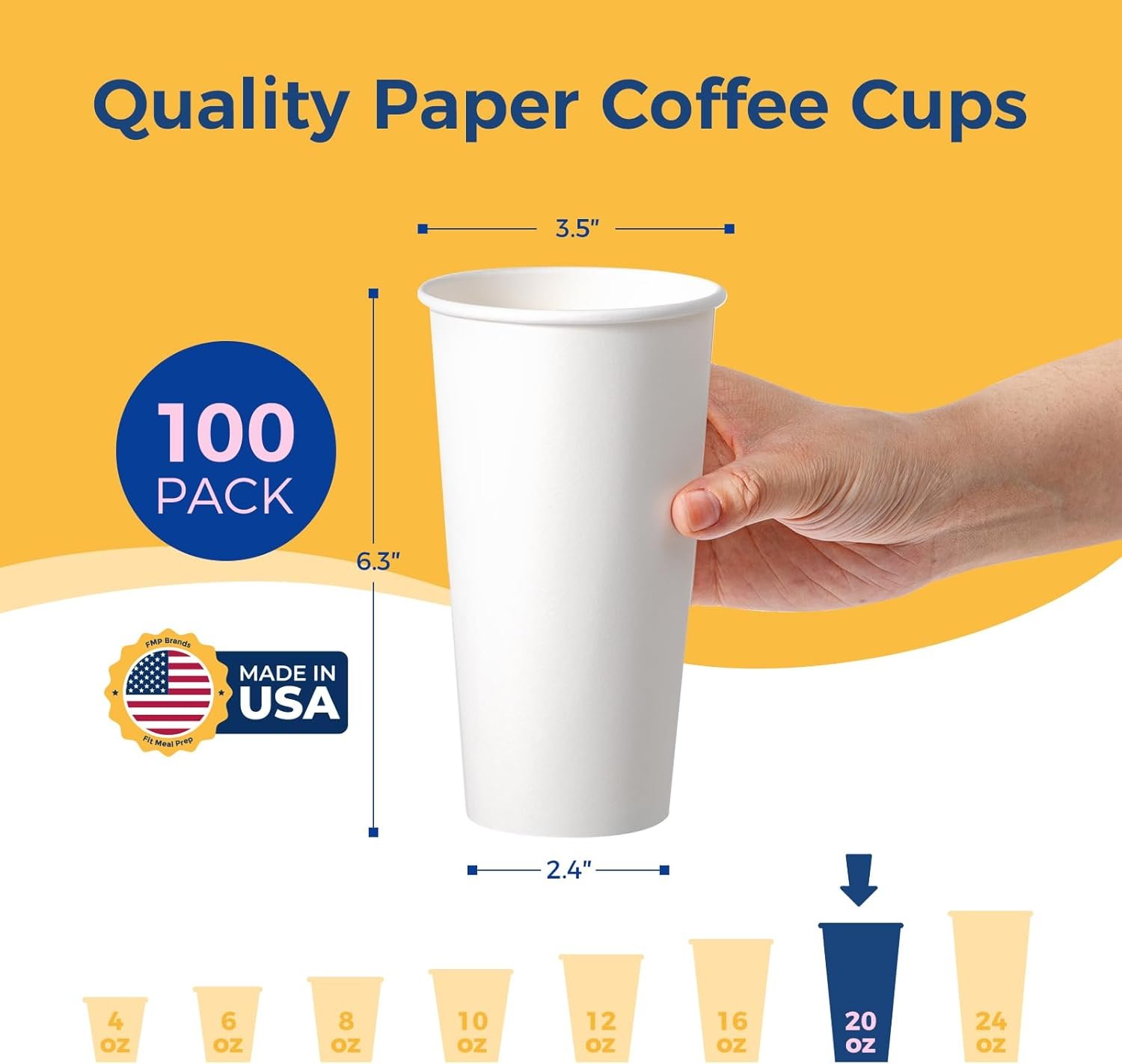 Wholesale 100 Pack 20 oz Disposable Paper Coffee Cups Premium Durable Thickened White Hot Cups for Hot Cold Beverages Bulk for Party Office Business Cafes Bistros Daily Use Manufacturer