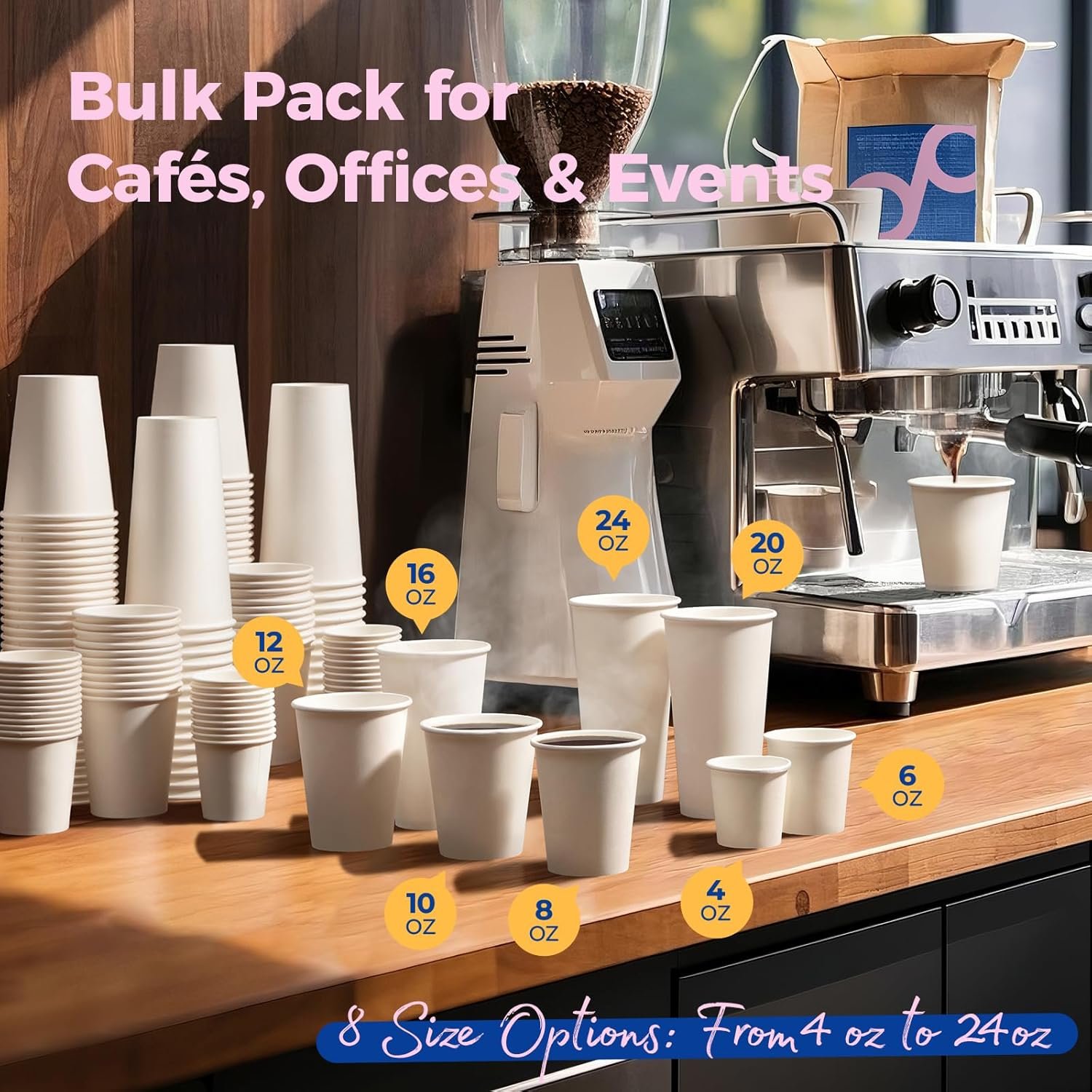 Wholesale 100 Pack 20 oz Disposable Paper Coffee Cups Premium Durable Thickened White Hot Cups for Hot Cold Beverages Bulk for Party Office Business Cafes Bistros Daily Use Manufacturer