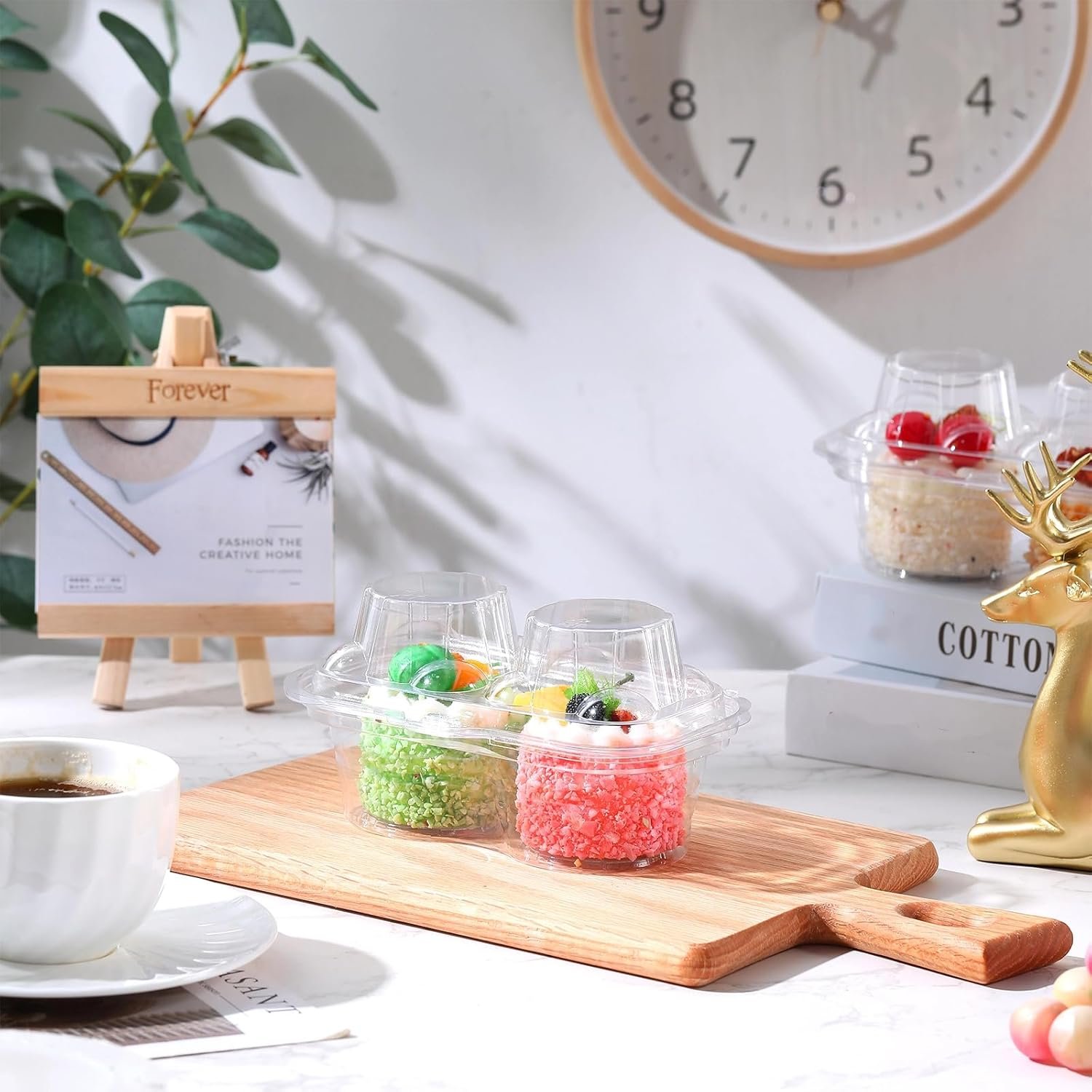 Wholesale 100 Pcs 2 Compartment Disposable Deep Plastic Cupcake Containers with Stackable Clear Lids for Muffins Pies Weddings Birthday Parties Manufacturer