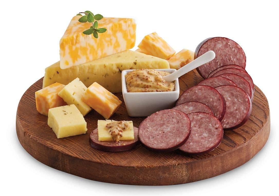 Wholesale Grand Meat and Cheese Gift Box Charcuterie Platter with 4 Cheese Blocks 4 Sausages 2 Sets of Crackers Relish and Honey Mustard Sauces for All Occasions Manufacturer Wholesale Grand Meat and Cheese Gift Box Charcuterie Platter with 4 Cheese Blocks 4 Sausages 2 Sets of Crackers Relish and Honey Mustard Sauces for All Occasions Manufacturer