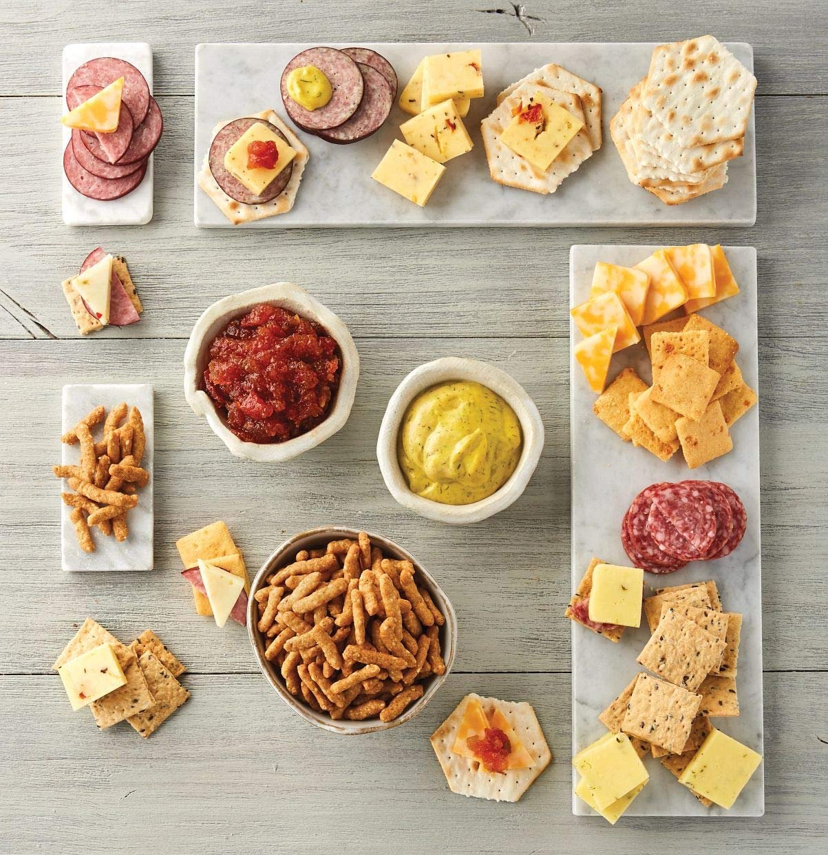 Wholesale Grand Meat and Cheese Gift Box Charcuterie Platter with 4 Cheese Blocks 4 Sausages 2 Sets of Crackers Relish and Honey Mustard Sauces for All Occasions Manufacturer Wholesale Grand Meat and Cheese Gift Box Charcuterie Platter with 4 Cheese Blocks 4 Sausages 2 Sets of Crackers Relish and Honey Mustard Sauces for All Occasions Manufacturer