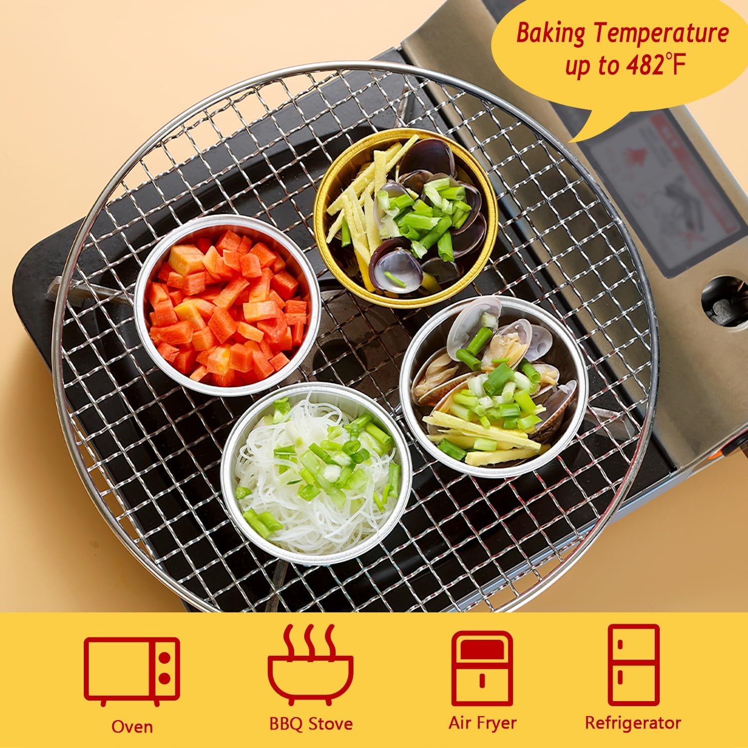 Wholesale 5oz Aluminum Foil Cupcake Pans with Dome Lids 100 Pack Disposable Baking Tins Ramekins for Small Cakes Mini Pies Muffins - Pink Manufacturer