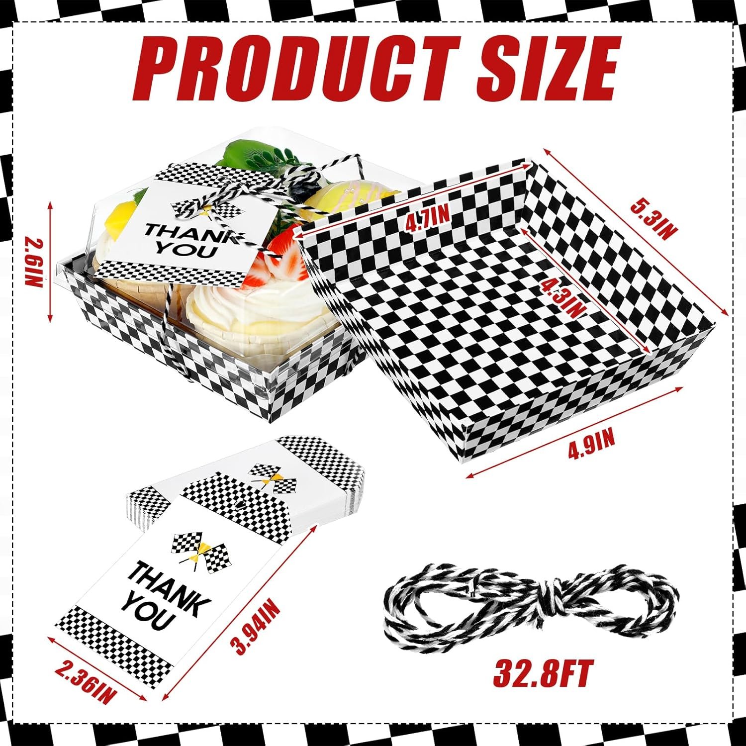 Wholesale 50 Sets Black and White Checkered Race Car Party Charcuterie Boxes with Ropes and Cards Disposable Paper Food Containers for Desserts Sandwiches Cookies Snacks Manufacturer Wholesale 50 Sets Black and White Checkered Race Car Party Charcuterie Boxes with Ropes and Cards Disposable Paper Food Containers for Desserts Sandwiches Cookies Snacks Manufacturer