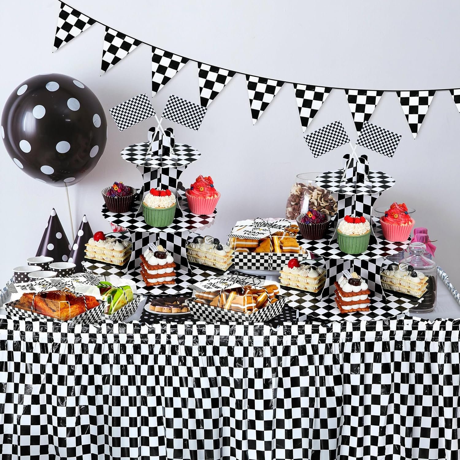 Wholesale 50 Sets Black and White Checkered Race Car Party Charcuterie Boxes with Ropes and Cards Disposable Paper Food Containers for Desserts Sandwiches Cookies Snacks Manufacturer Wholesale 50 Sets Black and White Checkered Race Car Party Charcuterie Boxes with Ropes and Cards Disposable Paper Food Containers for Desserts Sandwiches Cookies Snacks Manufacturer