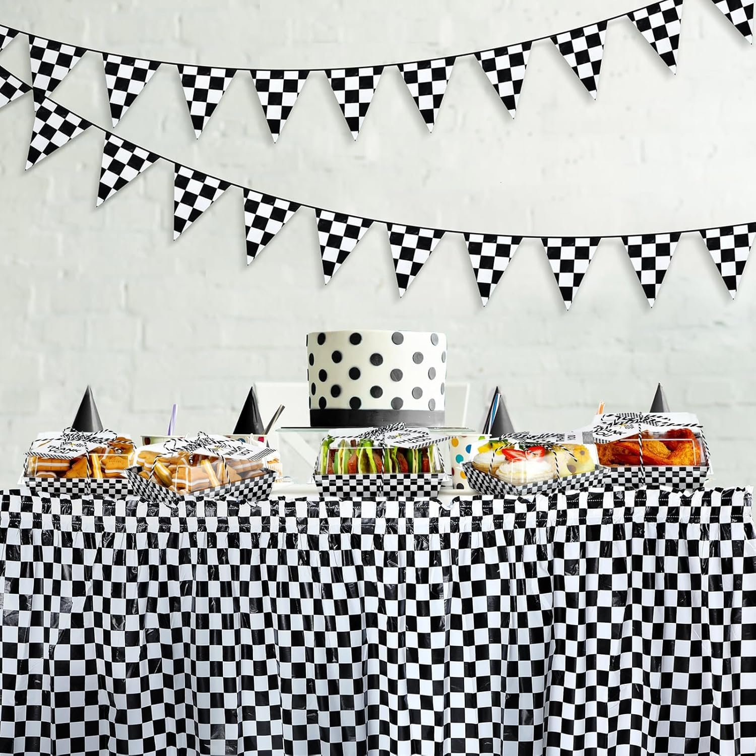 Wholesale 50 Sets Black and White Checkered Race Car Party Charcuterie Boxes with Ropes and Cards Disposable Paper Food Containers for Desserts Sandwiches Cookies Snacks Manufacturer Wholesale 50 Sets Black and White Checkered Race Car Party Charcuterie Boxes with Ropes and Cards Disposable Paper Food Containers for Desserts Sandwiches Cookies Snacks Manufacturer