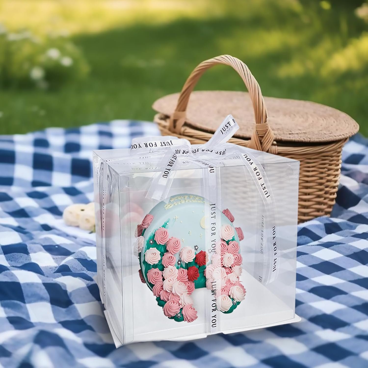 Wholesale Clear Plastic Cake Boxes 6.5x6.5x4.5 Inch (2 Pack) DIY Assemble Bakery Containers with 20ft Satin Ribbon and 4 Paper Topper Cards BPA-Free for Wedding Desserts Birthday Cupcakes Party Display Manufacturer