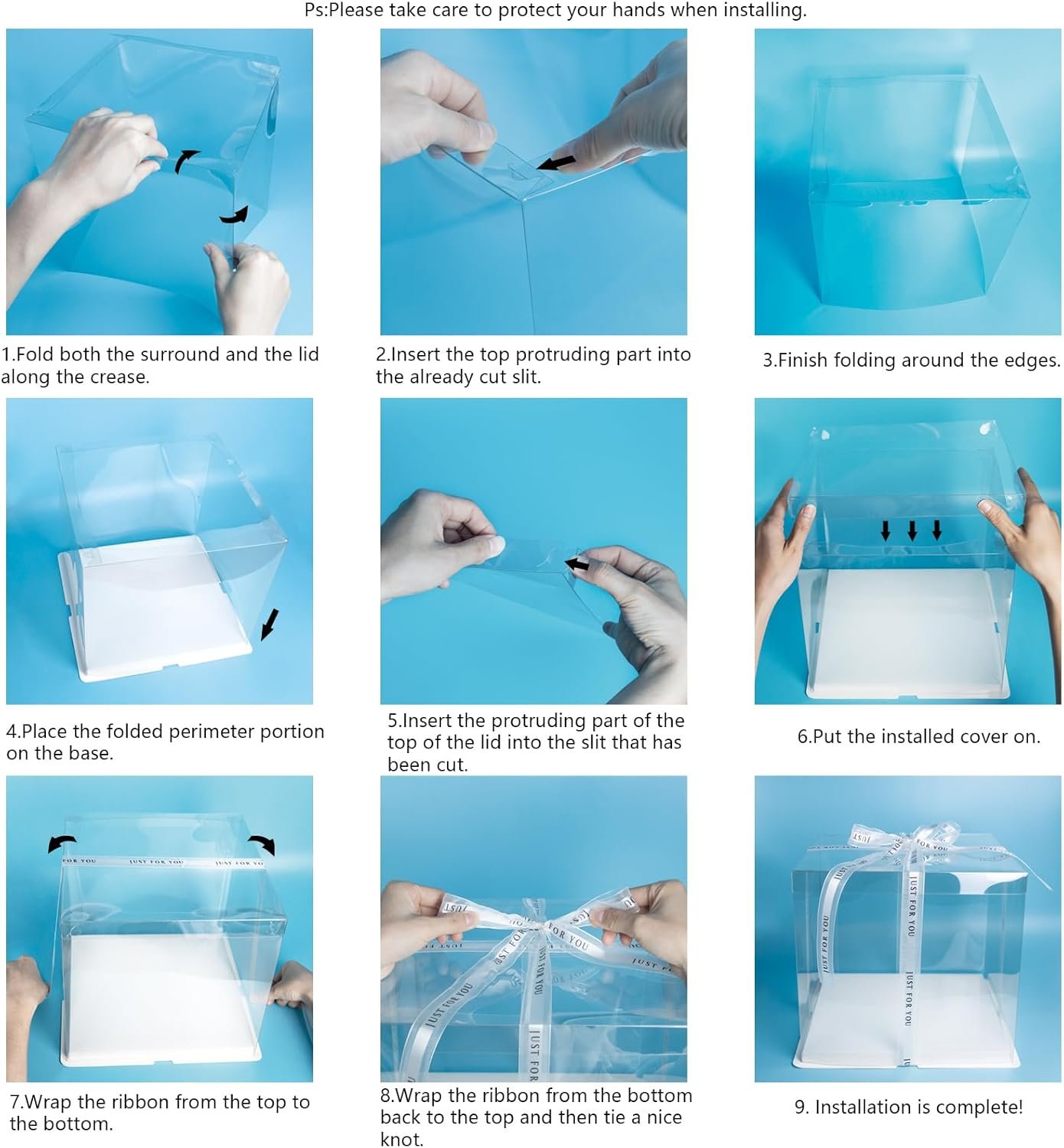 Wholesale Clear Plastic Cake Boxes 6.5x6.5x4.5 Inch (2 Pack) DIY Assemble Bakery Containers with 20ft Satin Ribbon and 4 Paper Topper Cards BPA-Free for Wedding Desserts Birthday Cupcakes Party Display Manufacturer