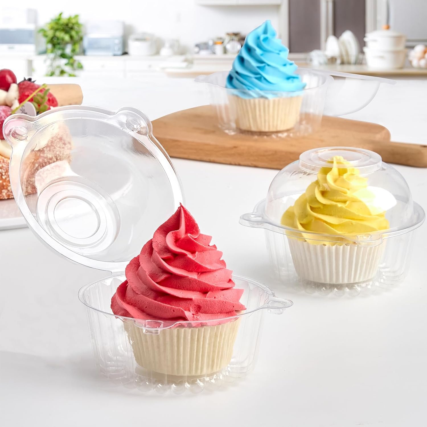 Wholesale 100 Pack Clear Plastic Individual Cupcake Containers with Dome Lids for Cupcakes Hot Cocoa Bombs Muffins Pastries Manufacturer