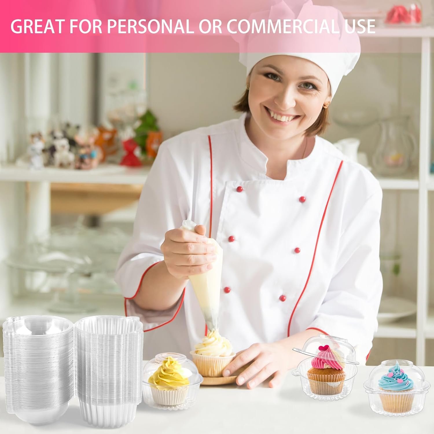 Wholesale 100 Pack Clear Plastic Individual Cupcake Containers with Dome Lids for Cupcakes Hot Cocoa Bombs Muffins Pastries Manufacturer