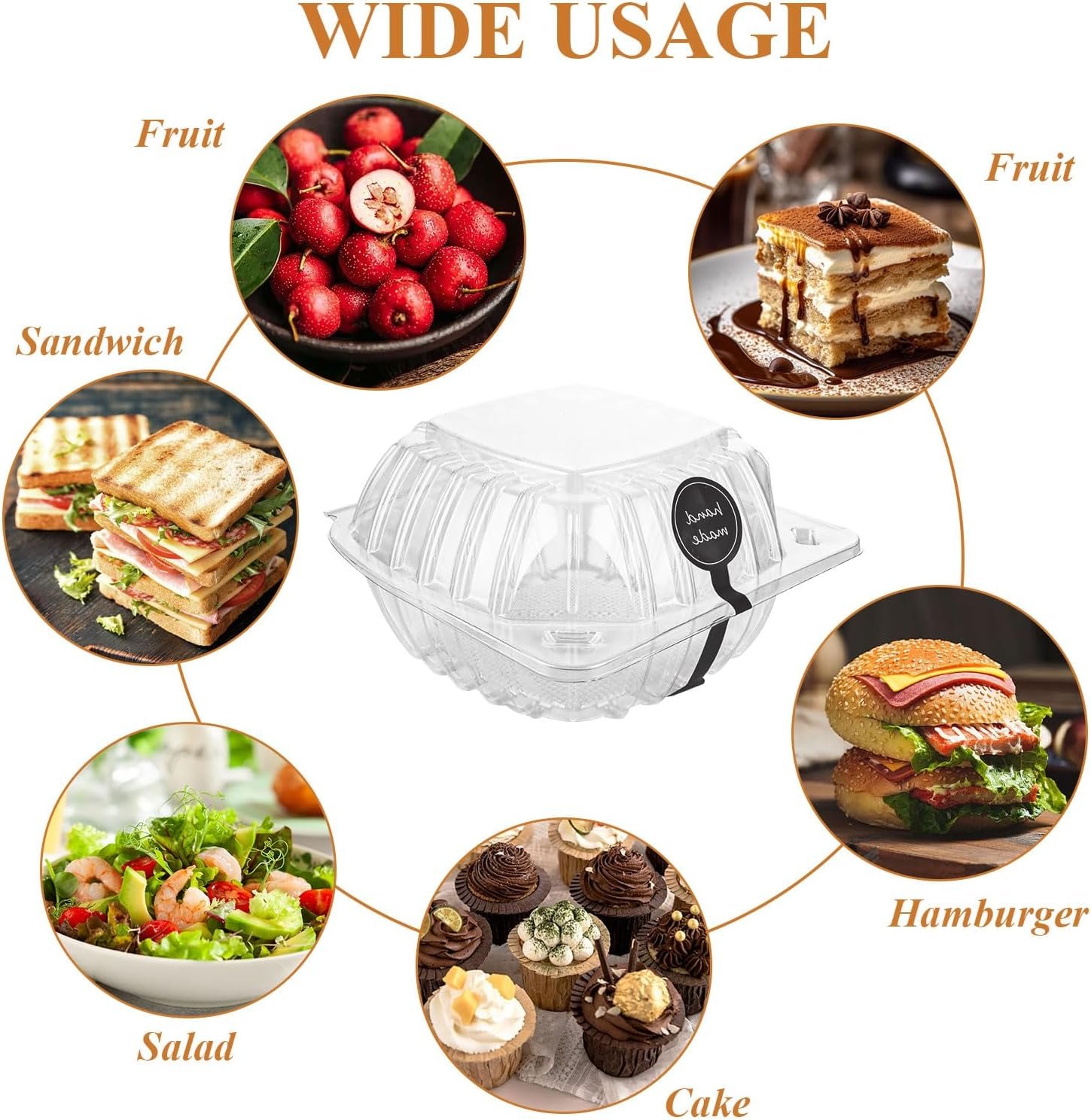 Wholesale 200 Pack Clear Clamshell Takeout Containers 6 x 6 x 3.15 Inch Disposable Hinged Plastic Boxes with 200 Handmade Tags for Desserts Cakes Salads Hamburgers Sandwiches Manufacturer Wholesale 200 Pack Clear Clamshell Takeout Containers 6 x 6 x 3.15 Inch Disposable Hinged Plastic Boxes with 200 Handmade Tags for Desserts Cakes Salads Hamburgers Sandwiches Manufacturer