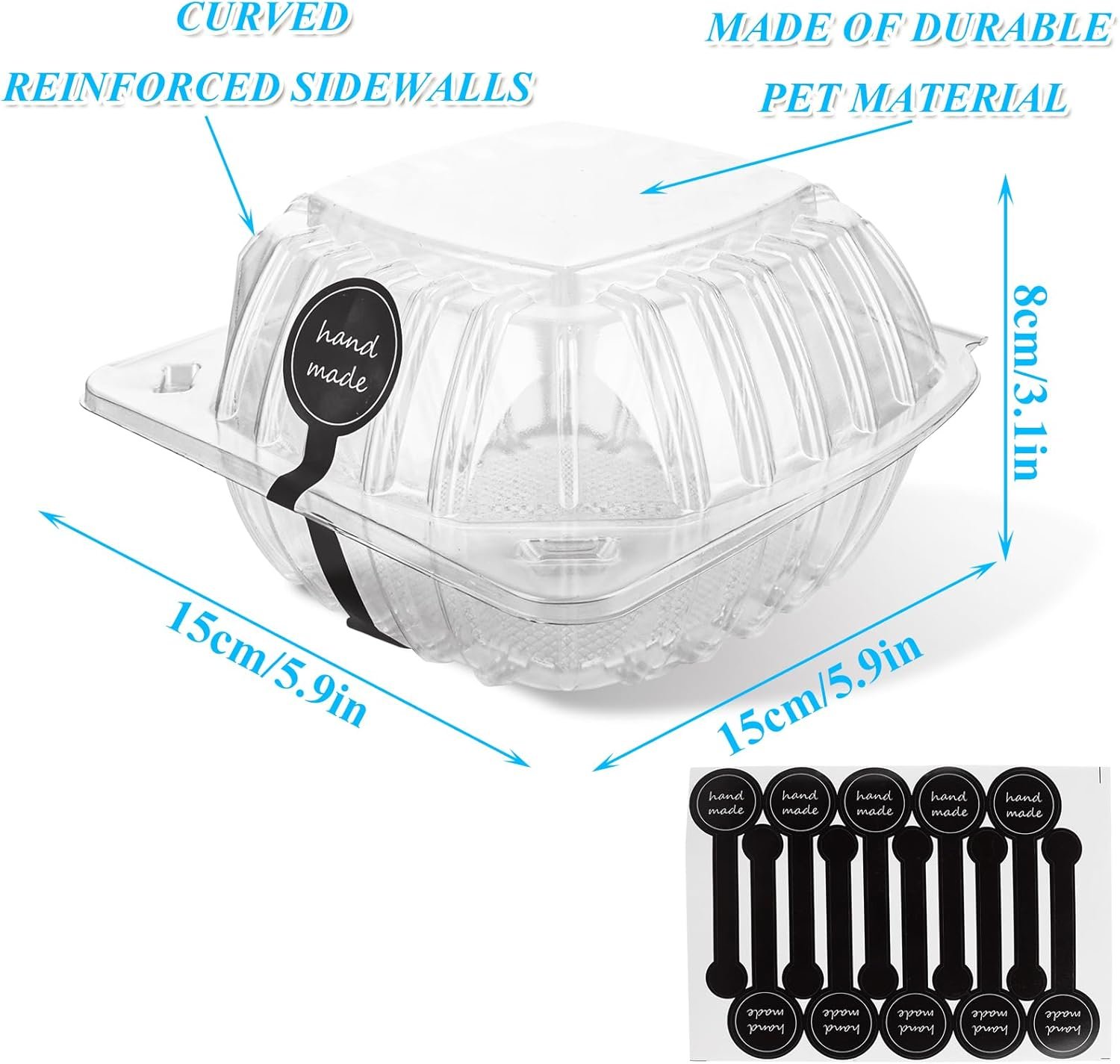 Wholesale 200 Pack Clear Clamshell Takeout Containers 6 x 6 x 3.15 Inch Disposable Hinged Plastic Boxes with 200 Handmade Tags for Desserts Cakes Salads Hamburgers Sandwiches Manufacturer Wholesale 200 Pack Clear Clamshell Takeout Containers 6 x 6 x 3.15 Inch Disposable Hinged Plastic Boxes with 200 Handmade Tags for Desserts Cakes Salads Hamburgers Sandwiches Manufacturer