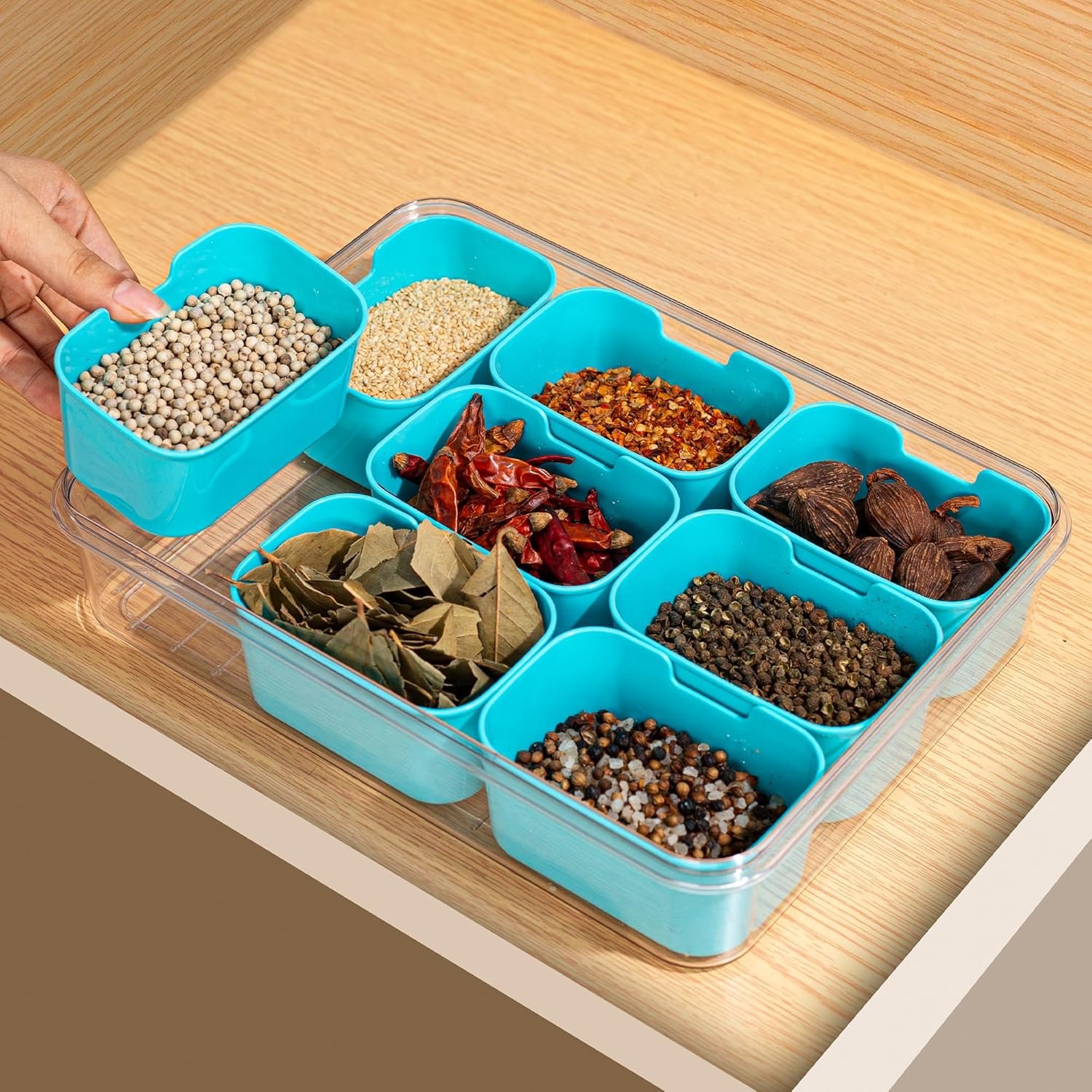 Wholesale Divided Snack Serving Tray with Lid and Handle Travel Charcuterie Container Portable Organizer for Candy Fruits Nuts Snacks Parties Picnics 1 Pack Lake Blue Manufacturer