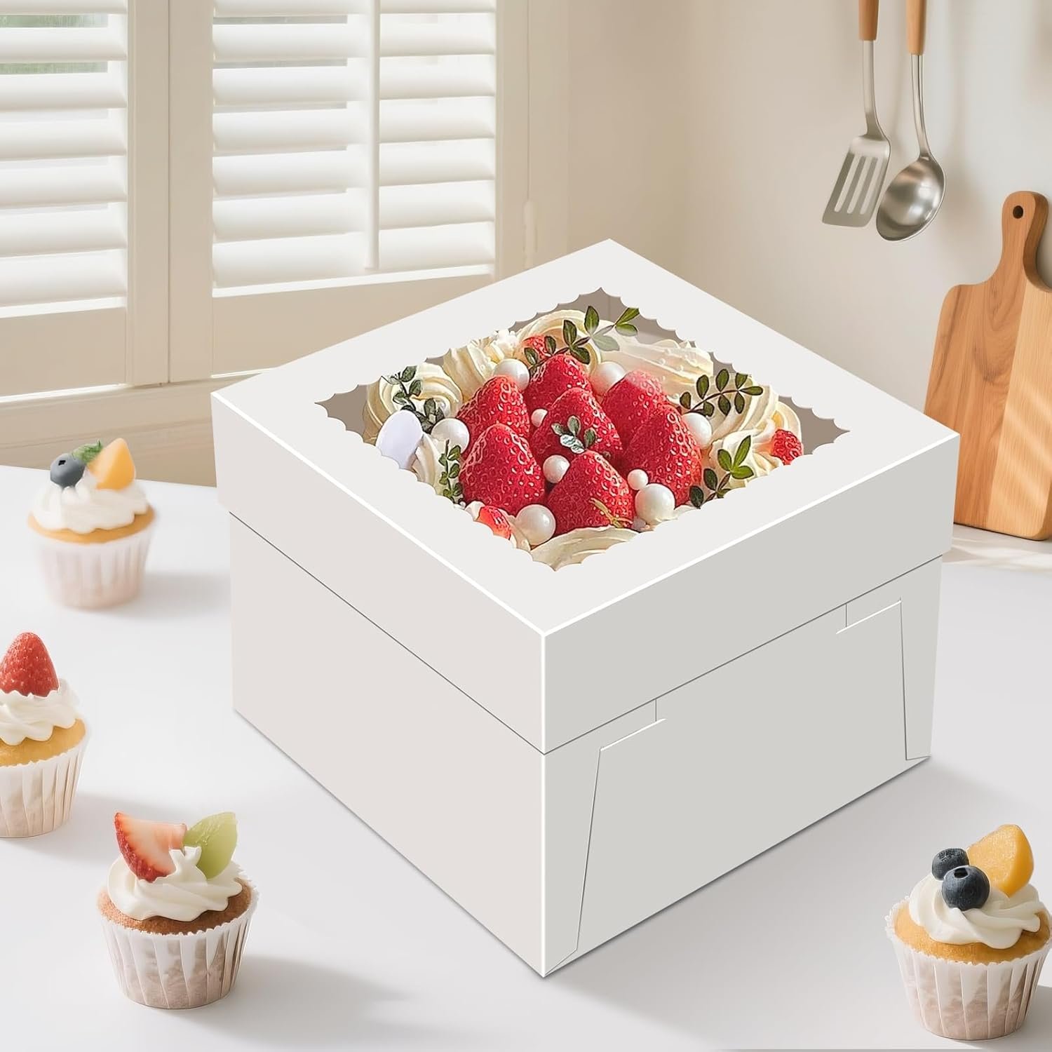 Wholesale 15 PCS 10 Inch Cake Boxes 10x10x8 Tall with Window White Bakery Boxes for Birthday Wedding Party Business Cajas Para Pasteles Manufacturer Wholesale 15 PCS 10 Inch Cake Boxes 10x10x8 Tall with Window White Bakery Boxes for Birthday Wedding Party Business Cajas Para Pasteles Manufacturer