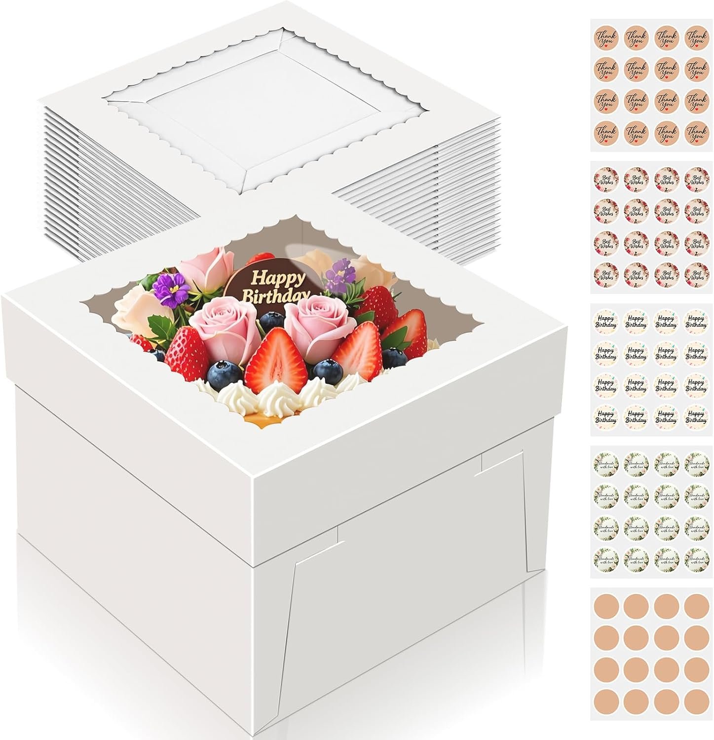 Wholesale 15 PCS 10 Inch Cake Boxes 10x10x8 Tall with Window White Bakery Boxes for Birthday Wedding Party Business Cajas Para Pasteles Manufacturer