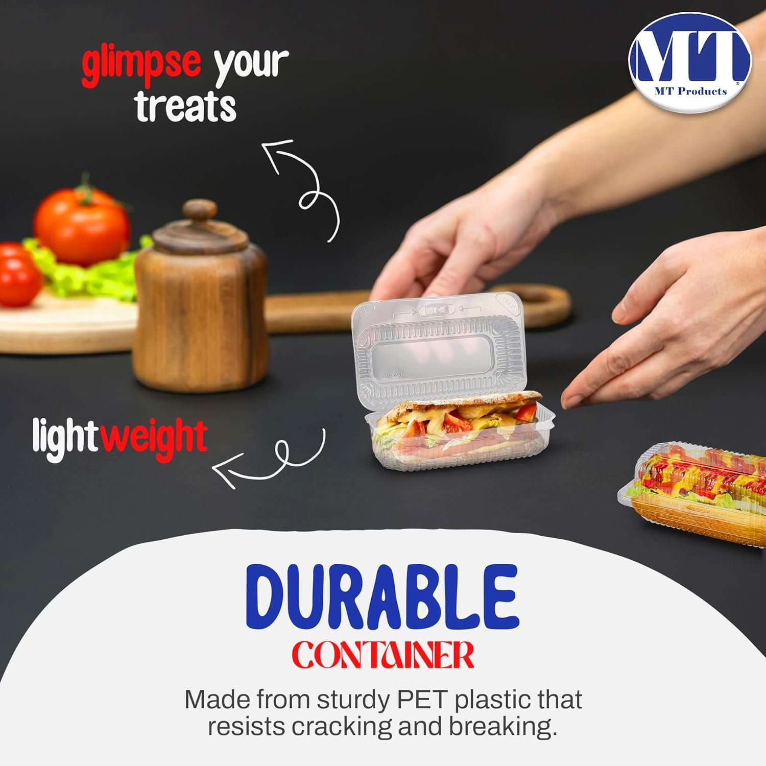 Wholesale Plastic Hinged Lid Take Out Containers 6.5