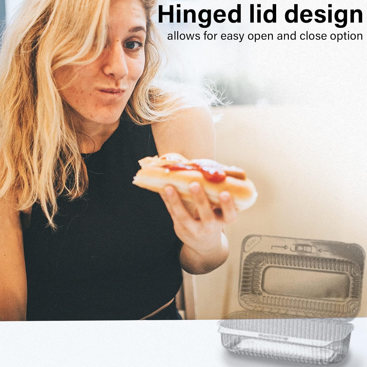 Wholesale Plastic Hinged Lid Take Out Containers 6.5