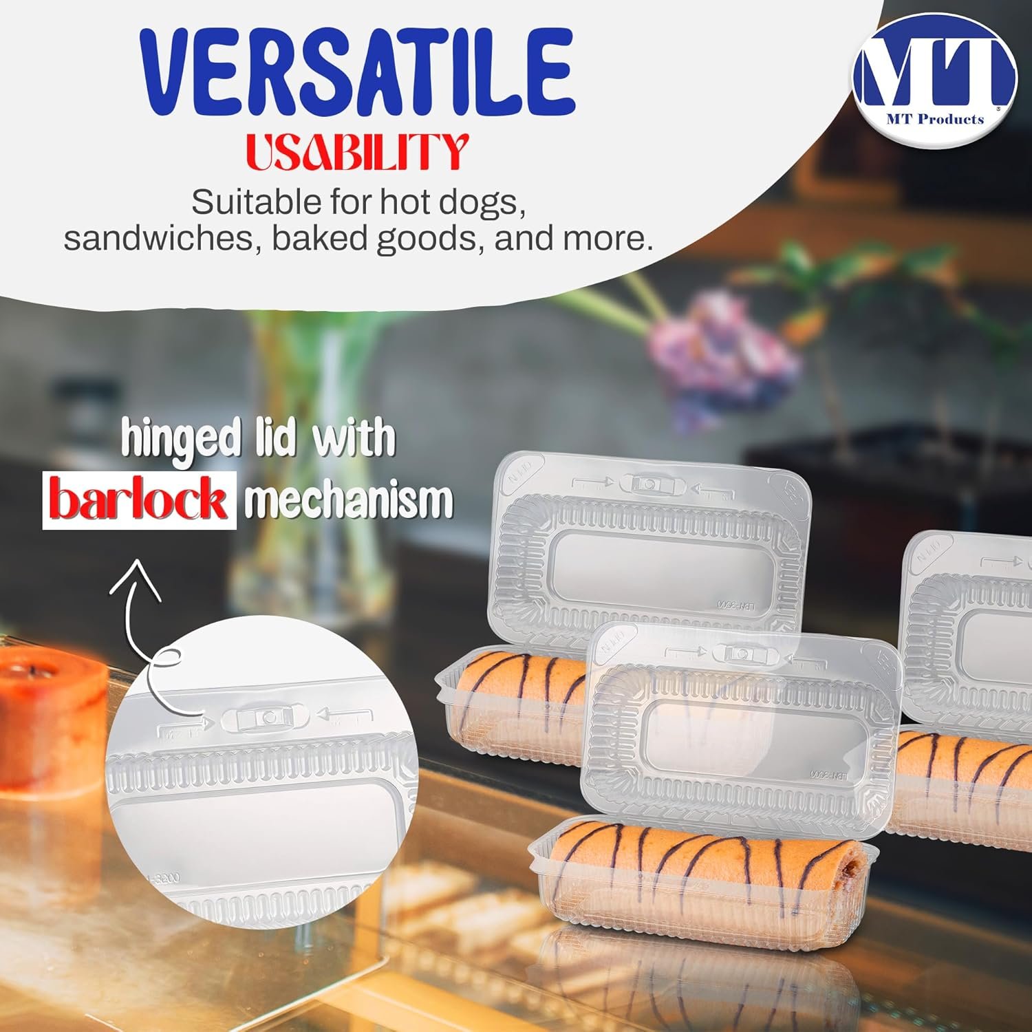 Wholesale Plastic Hinged Lid Take Out Containers 6.5