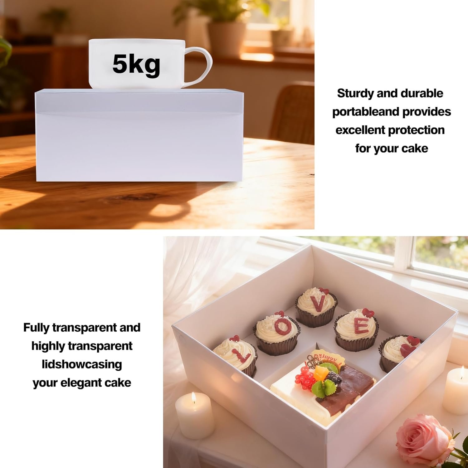 Wholesale 6 Packs 1+5 Bento Cake Box with Clear Lid 1 Small Cake and 5 Cupcakes with Stickers Red Ribbon for Family Birthday Mother's Day Manufacturer Wholesale 6 Packs 1+5 Bento Cake Box with Clear Lid 1 Small Cake and 5 Cupcakes with Stickers Red Ribbon for Family Birthday Mother's Day Manufacturer