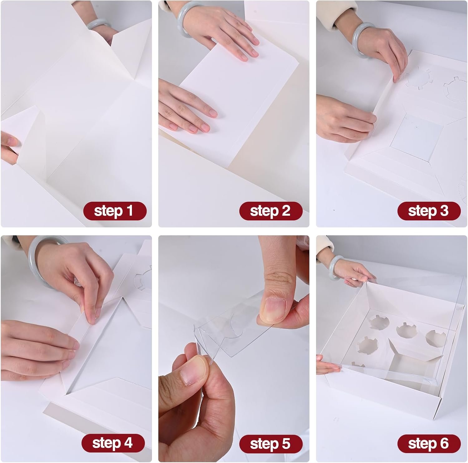 Wholesale 6 Packs 1+5 Bento Cake Box with Clear Lid 1 Small Cake and 5 Cupcakes with Stickers Red Ribbon for Family Birthday Mother's Day Manufacturer Wholesale 6 Packs 1+5 Bento Cake Box with Clear Lid 1 Small Cake and 5 Cupcakes with Stickers Red Ribbon for Family Birthday Mother's Day Manufacturer