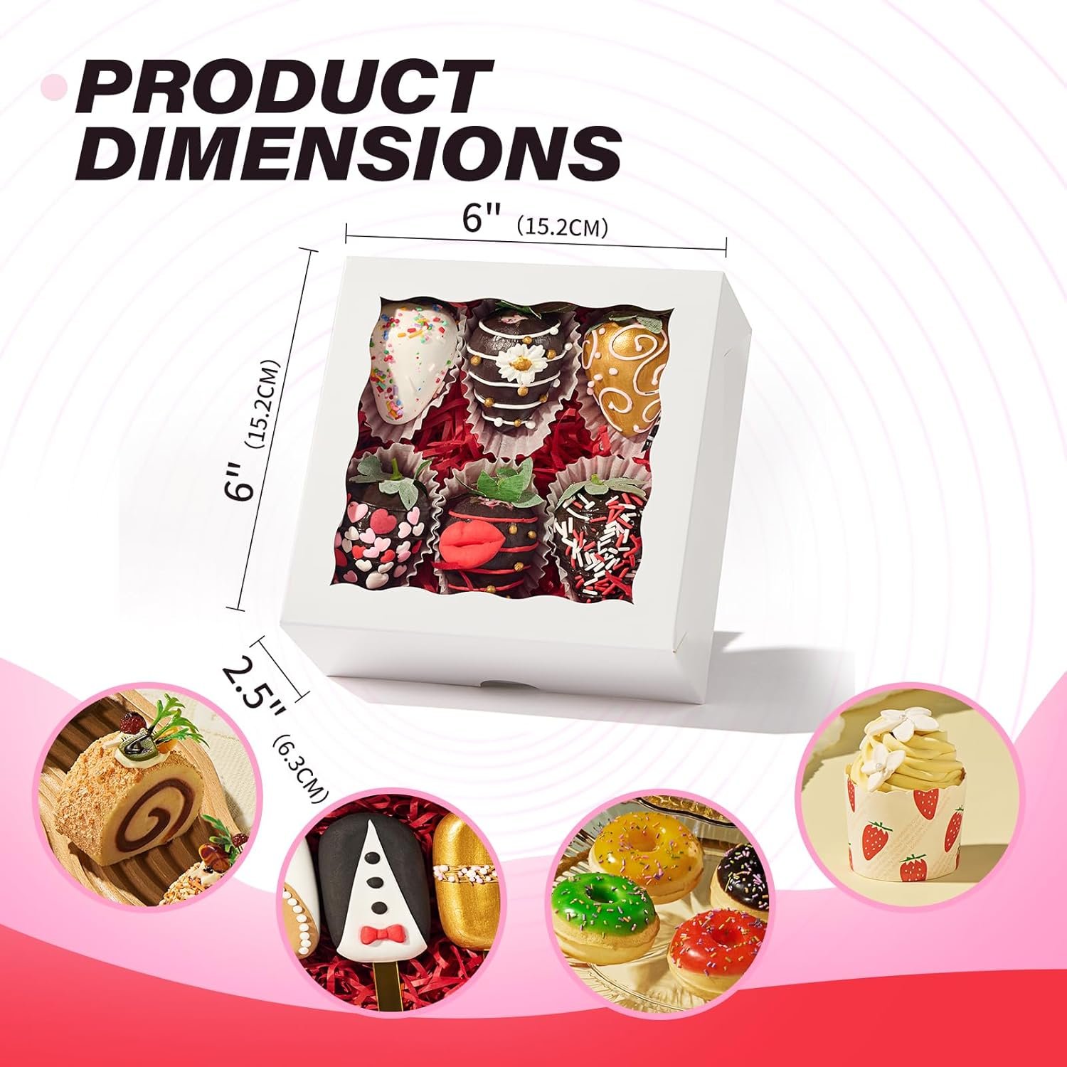 Wholesale 15pcs Cookie Boxes with Window 6x6x2.5in White Bakery Boxes for Treats Small Cakes Desserts Donuts Pastry Manufacturer