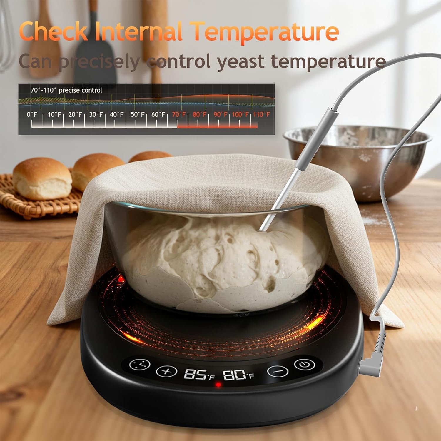 Wholesale Larger 2-in-1 Sourdough Starter Warmer Pro 2026 Upgrade Heating Plate Dough Temp Probe 1°F Control 70–110°F 24H Timer Real-Time Monitoring for Beginner Bakers Black Manufacturer Wholesale Larger 2-in-1 Sourdough Starter Warmer Pro 2026 Upgrade Heating Plate Dough Temp Probe 1°F Control 70–110°F 24H Timer Real-Time Monitoring for Beginner Bakers Black Manufacturer