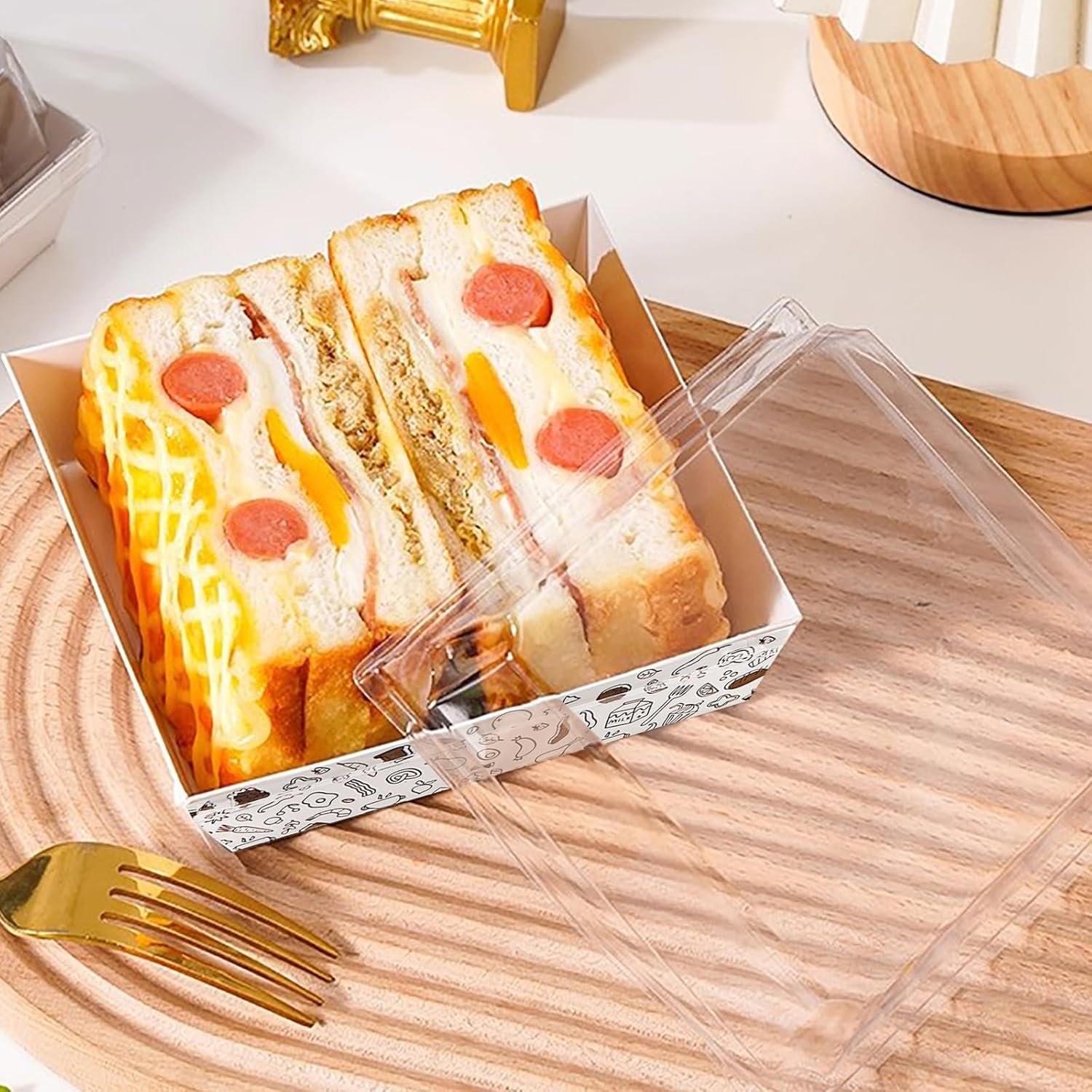 Wholesale 100 Pack 5 Inch Small Disposable Paper Charcuterie Boxes with Clear Lids for Sandwiches Desserts Bakery To Go Food Containers Cake Slices Cookies Donuts Muffins Pastry White Manufacturer