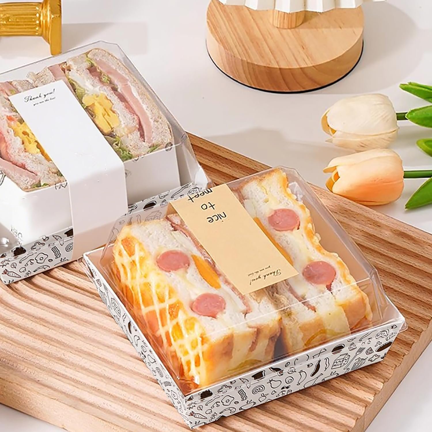 Wholesale 100 Pack 5 Inch Small Disposable Paper Charcuterie Boxes with Clear Lids for Sandwiches Desserts Bakery To Go Food Containers Cake Slices Cookies Donuts Muffins Pastry White Manufacturer