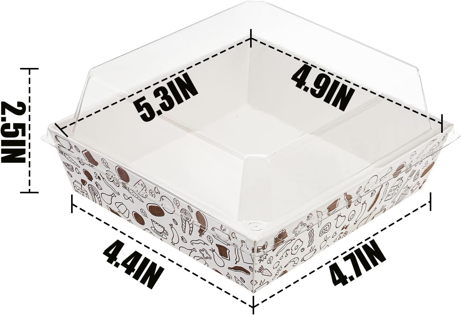 Wholesale 100 Pack 5 Inch Small Disposable Paper Charcuterie Boxes with Clear Lids for Sandwiches Desserts Bakery To Go Food Containers Cake Slices Cookies Donuts Muffins Pastry White Manufacturer