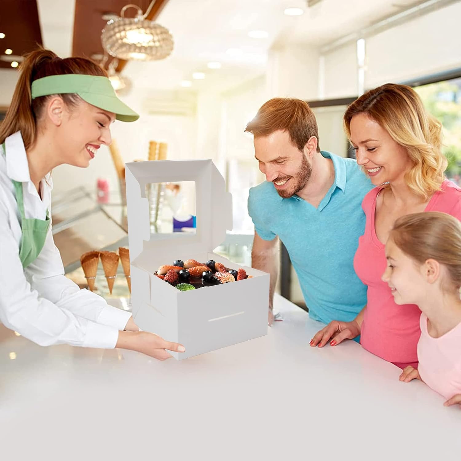 Wholesale 10pcs 8x8x5 Inches White Cake Boxes with Windows for Pastries Cupcakes Cookies Pie Muffins Donuts Manufacturer