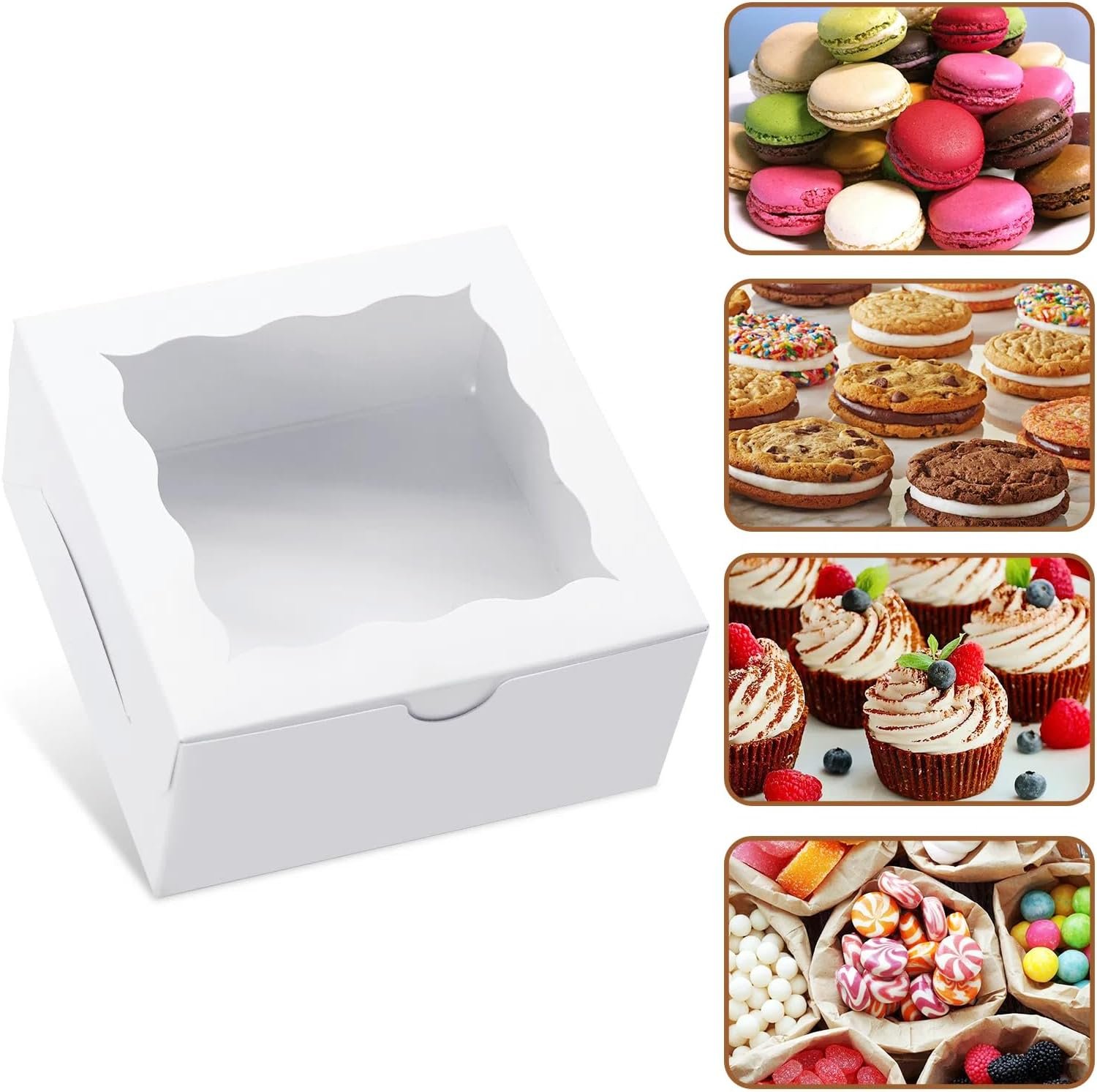 Wholesale 40 Pack 4x4x2 Inch Bakery Cookie Boxes with Window for Treats Chocolate Covered Strawberries Christmas Valentine's Mother's Day Manufacturer