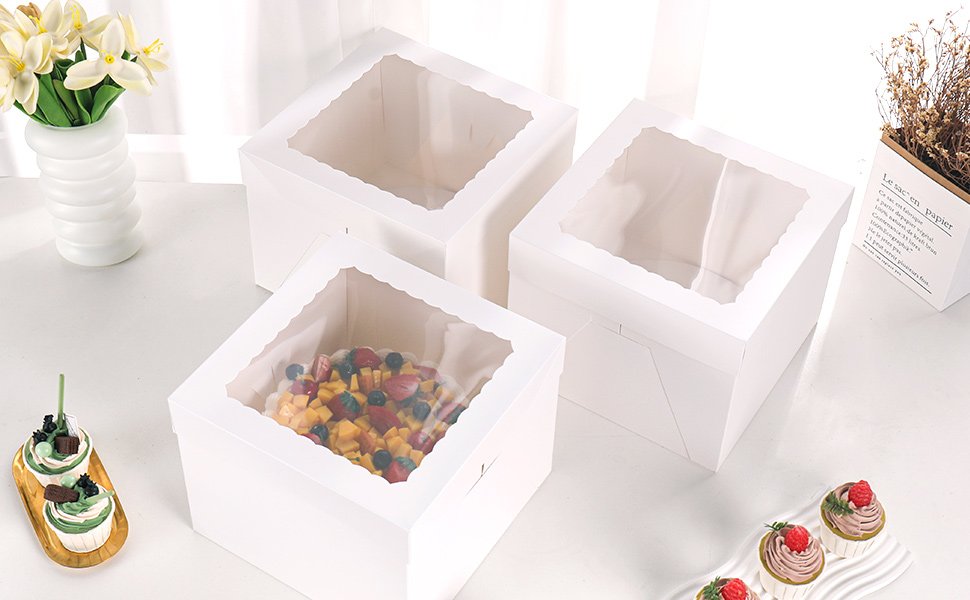 Wholesale 12x12x8 Inch Cake Boxes 16pcs Set with 8 White Bakery Boxes with Window and 8 Boards for 12 Inch Cakes Disposable Pie Boxes Manufacturer