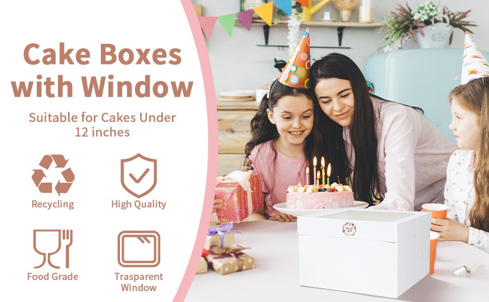 Wholesale 12x12x8 Inch Cake Boxes 16pcs Set with 8 White Bakery Boxes with Window and 8 Boards for 12 Inch Cakes Disposable Pie Boxes Manufacturer