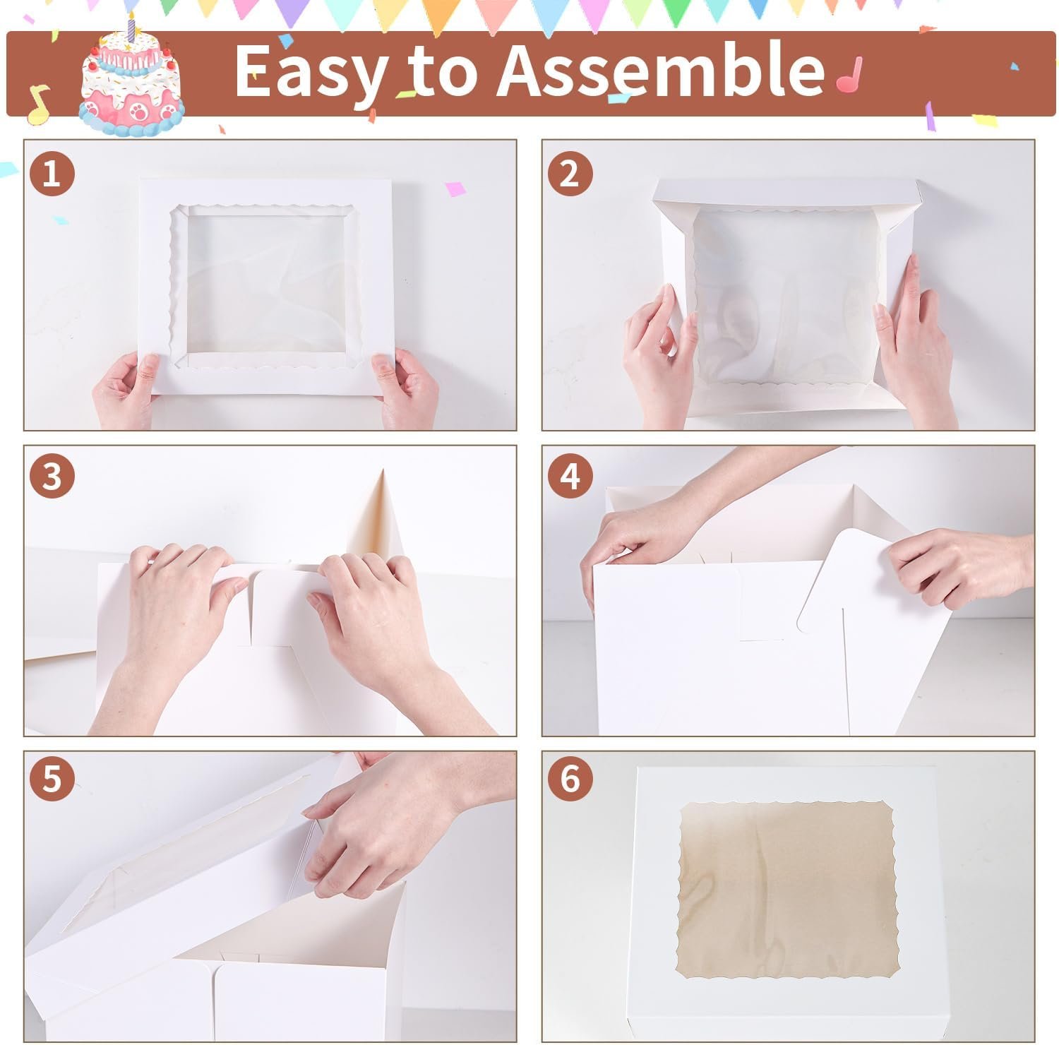 Wholesale 12x12x8 Inch Cake Boxes 16pcs Set with 8 White Bakery Boxes with Window and 8 Boards for 12 Inch Cakes Disposable Pie Boxes Manufacturer