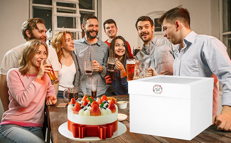 Wholesale 12x12x8 Inch Cake Boxes 16pcs Set with 8 White Bakery Boxes with Window and 8 Boards for 12 Inch Cakes Disposable Pie Boxes Manufacturer