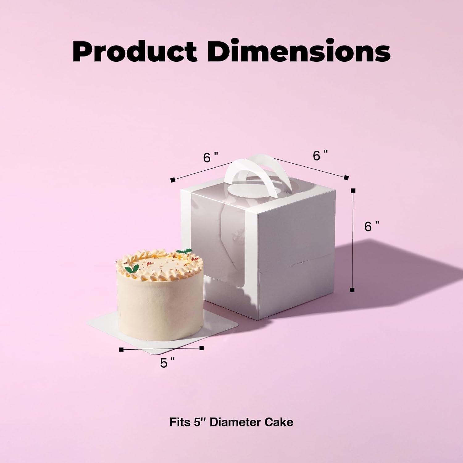 Wholesale 25 Pack 6 x 6 x 6 Inches Cake Boxes with Cake Boards White Bakery Boxes with Window and Handle for Birthday Party Wedding Valentine's Day Christmas Manufacturer