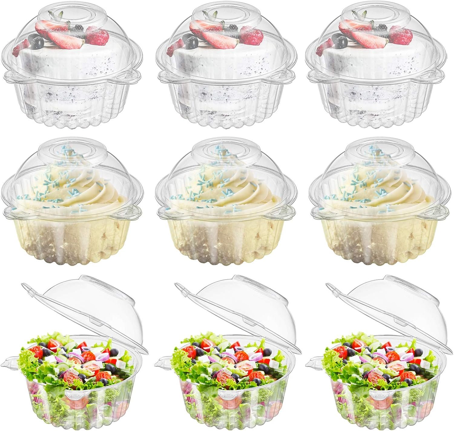 Wholesale 150 Pack Stackable Individual Plastic Cupcake Containers with Lids for Parties and Muffins Manufacturer