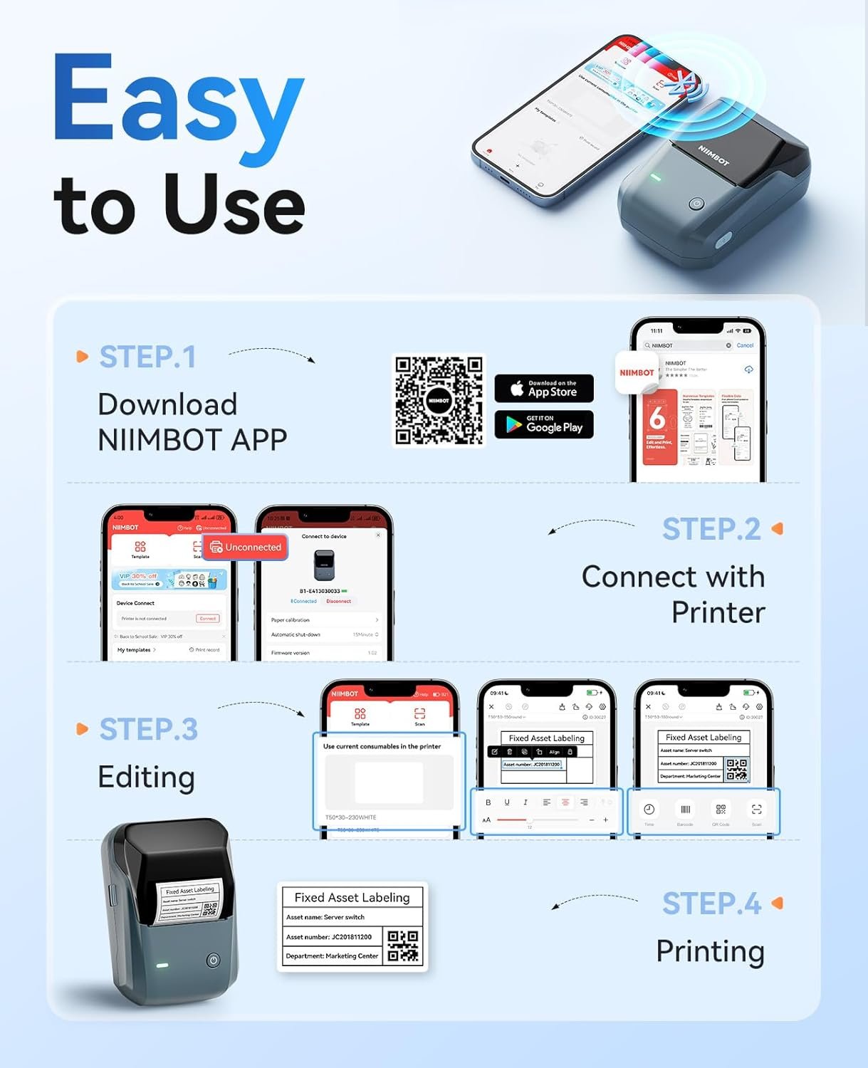OEM Thermal Label Maker Machine Easy to Use for Office Home Business with 1 Roll White Label Blue Manufacturer OEM Thermal Label Maker Machine Easy to Use for Office Home Business with 1 Roll White Label Blue Manufacturer