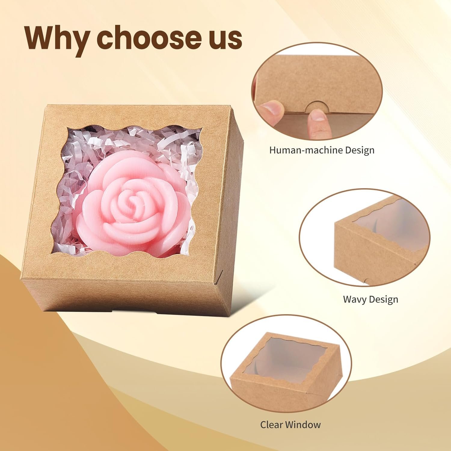 Wholesale 3x3x1.5 Inches 50PCS Small Gift Boxes with Window for Cookies Chocolate Truffles Chocolate Covered Strawberries Homemade Soap Factory Wholesale 3x3x1.5 Inches 50PCS Small Gift Boxes with Window for Cookies Chocolate Truffles Chocolate Covered Strawberries Homemade Soap Factory