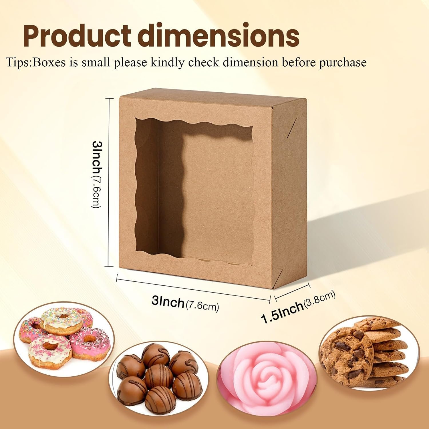 Wholesale 3x3x1.5 Inches 50PCS Small Gift Boxes with Window for Cookies Chocolate Truffles Chocolate Covered Strawberries Homemade Soap Factory Wholesale 3x3x1.5 Inches 50PCS Small Gift Boxes with Window for Cookies Chocolate Truffles Chocolate Covered Strawberries Homemade Soap Factory