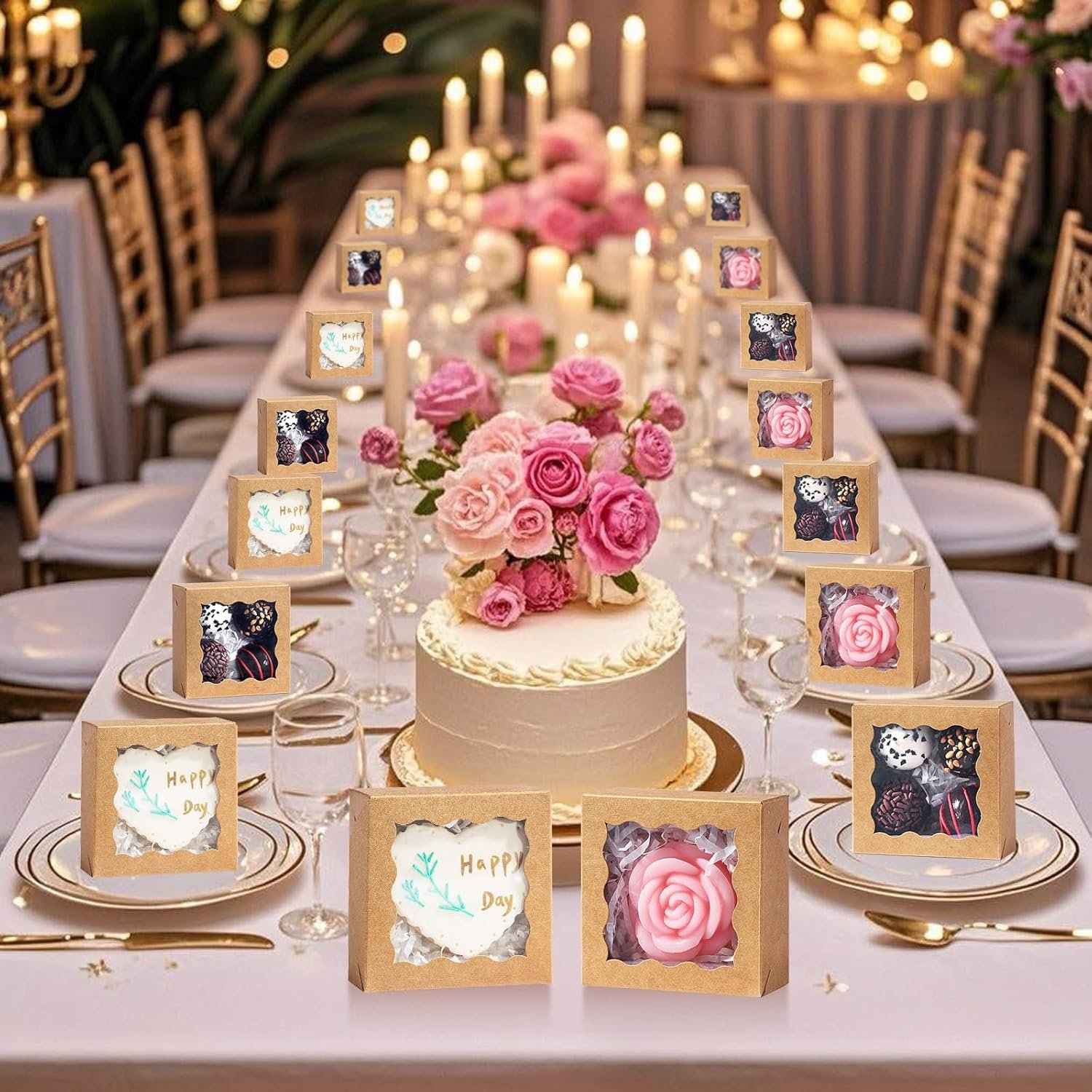 Wholesale 3x3x1.5 Inches 50PCS Small Gift Boxes with Window for Cookies Chocolate Truffles Chocolate Covered Strawberries Homemade Soap Factory Wholesale 3x3x1.5 Inches 50PCS Small Gift Boxes with Window for Cookies Chocolate Truffles Chocolate Covered Strawberries Homemade Soap Factory