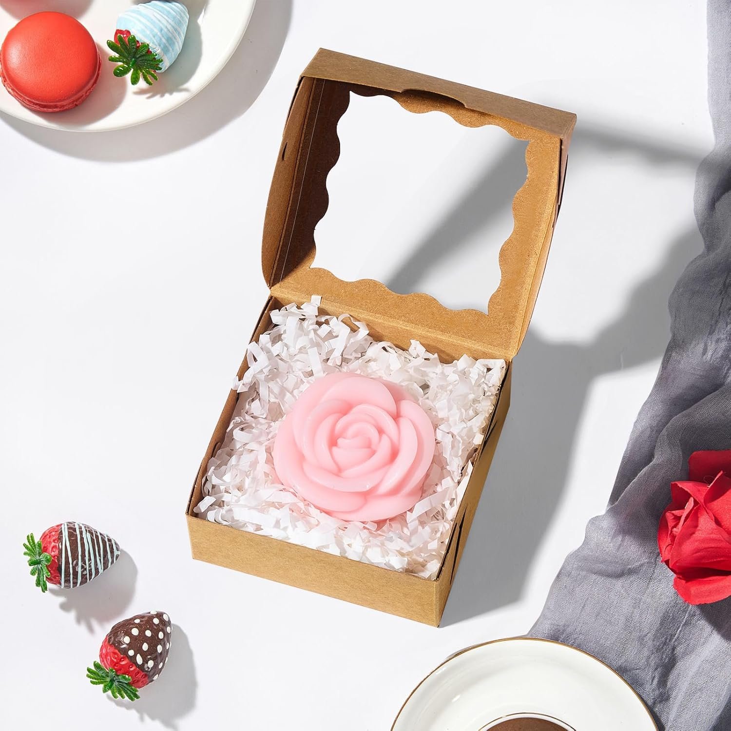 Wholesale 3x3x1.5 Inches 50PCS Small Gift Boxes with Window for Cookies Chocolate Truffles Chocolate Covered Strawberries Homemade Soap Factory Wholesale 3x3x1.5 Inches 50PCS Small Gift Boxes with Window for Cookies Chocolate Truffles Chocolate Covered Strawberries Homemade Soap Factory