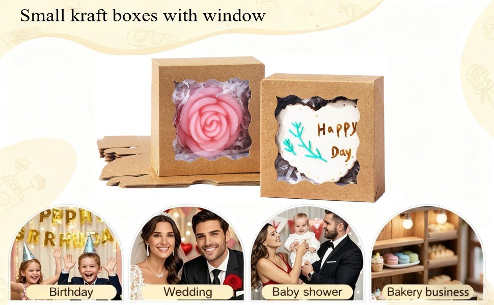 Wholesale 3x3x1.5 Inches 50PCS Small Gift Boxes with Window for Cookies Chocolate Truffles Chocolate Covered Strawberries Homemade Soap Factory Wholesale 3x3x1.5 Inches 50PCS Small Gift Boxes with Window for Cookies Chocolate Truffles Chocolate Covered Strawberries Homemade Soap Factory