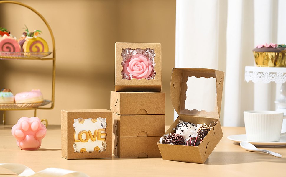 Wholesale 3x3x1.5 Inches 50PCS Small Gift Boxes with Window for Cookies Chocolate Truffles Chocolate Covered Strawberries Homemade Soap Factory Wholesale 3x3x1.5 Inches 50PCS Small Gift Boxes with Window for Cookies Chocolate Truffles Chocolate Covered Strawberries Homemade Soap Factory