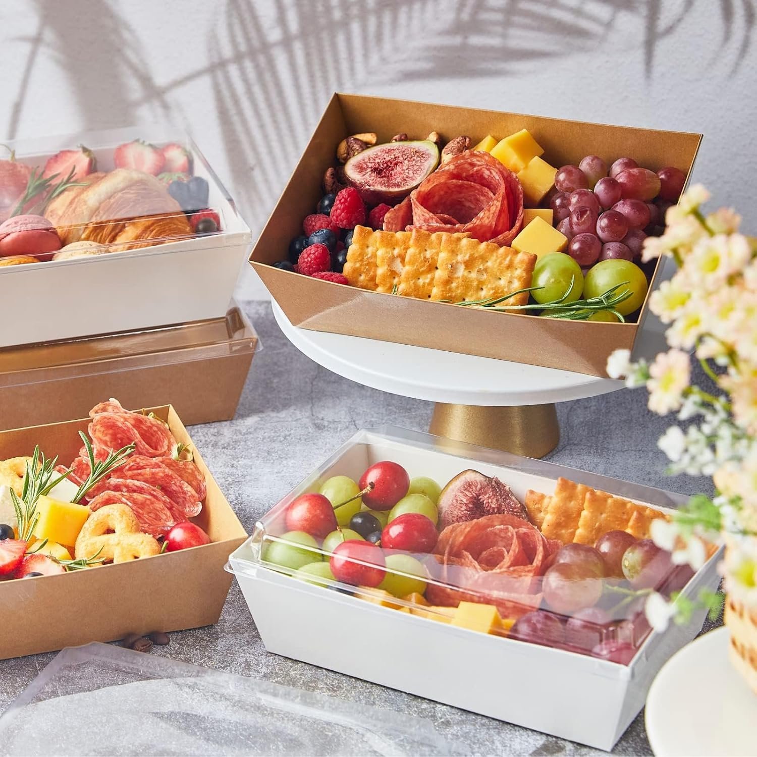 Wholesale 8 x 6 Inch Paper Charcuterie Boxes with Clear Lids 20 Pack Large Disposable Take Out Bakery Boxes To Go Containers for Cake Slices Cupcakes Sandwiches Cookies Cocoa Bombs Salads White Manufacturer Wholesale 8 x 6 Inch Paper Charcuterie Boxes with Clear Lids 20 Pack Large Disposable Take Out Bakery Boxes To Go Containers for Cake Slices Cupcakes Sandwiches Cookies Cocoa Bombs Salads White Manufacturer