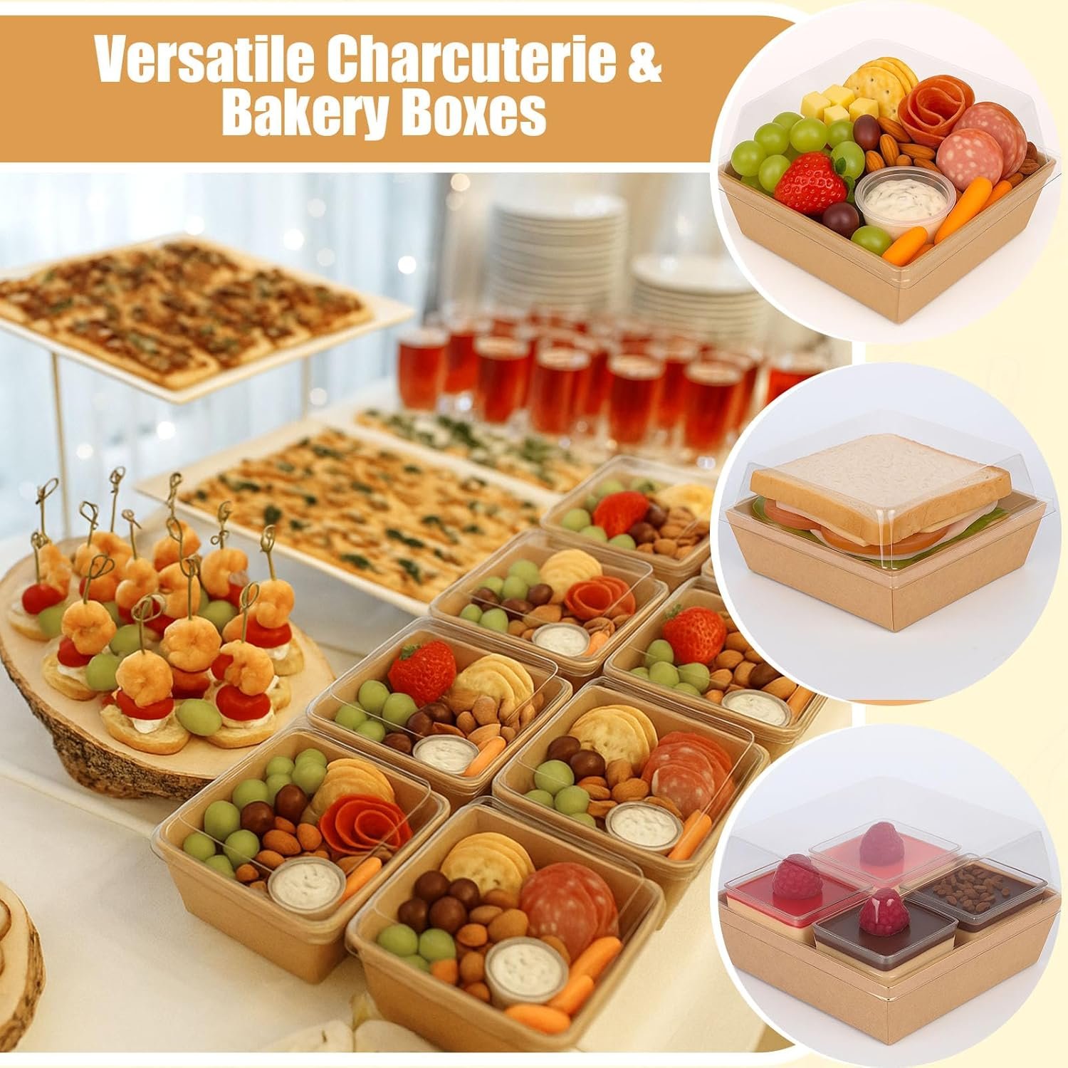 Wholesale 48PCS Charcuterie Boxes with Clear Lids 5.3