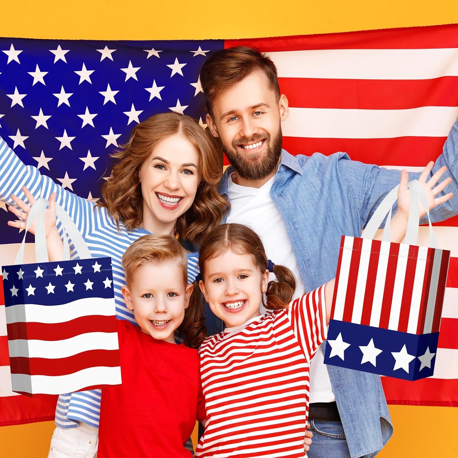 Wholesale 24 Pcs Patriotic Party Favor Bags with Handles Reusable Non-Woven American Flag Design for 4th of July Independence Day Birthday Memorial Supplies for Girls Boys 8 x 4 x 10 Inches Manufacturer Wholesale 24 Pcs Patriotic Party Favor Bags with Handles Reusable Non-Woven American Flag Design for 4th of July Independence Day Birthday Memorial Supplies for Girls Boys 8 x 4 x 10 Inches Manufacturer